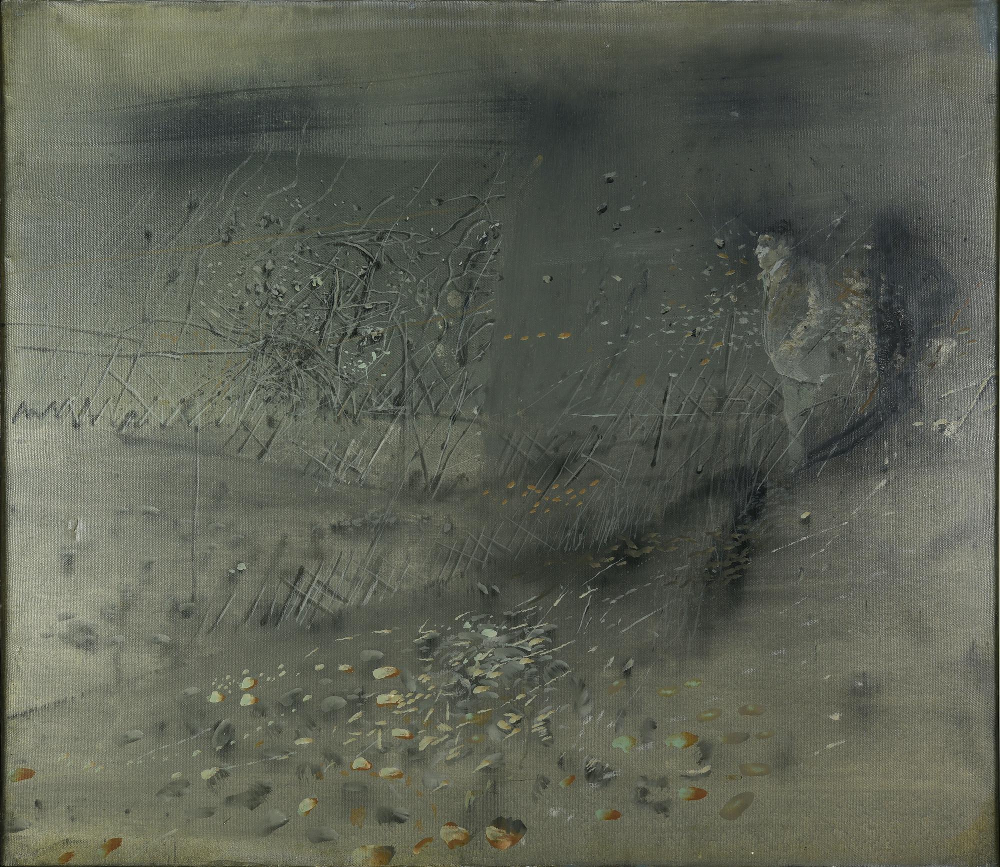 Giuseppe Banchieri (1927 - 1994) SIGNORA NEL PAESAGGIO, 1964 olio su tela, cm...