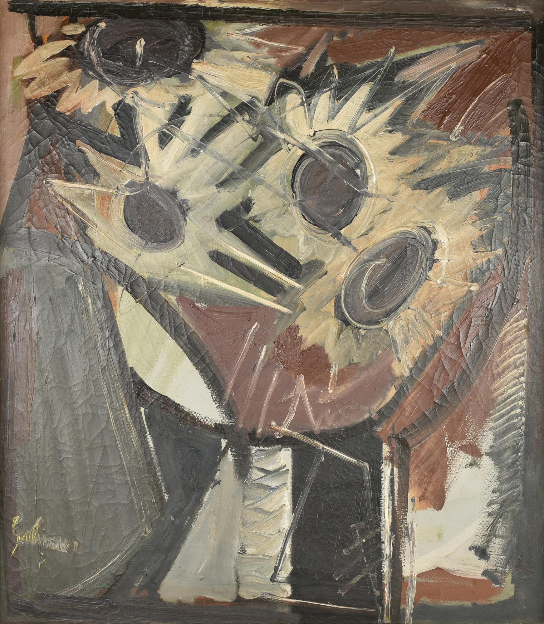 Albino Galvano (1907 - 1990) GIRASOLI olio su tela, cm 80x70 firma sul retro:...
