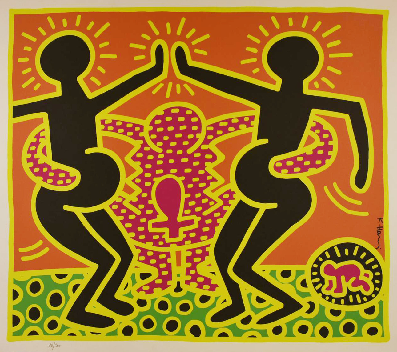 D'apres Keith Haring FERTILITY #4 serigrafia, cm 88x101; es. 19/200 firma in...