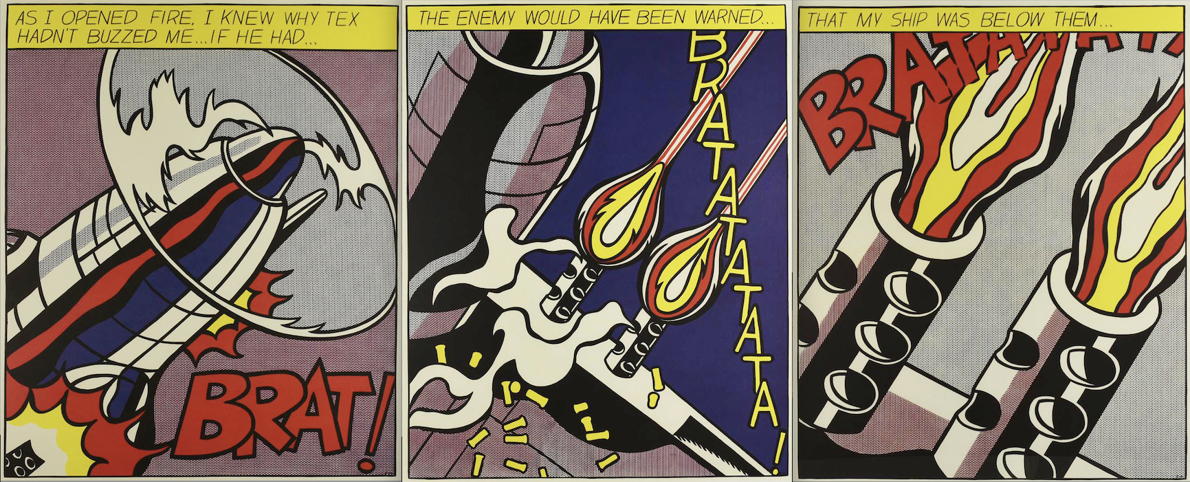 Da Roy Lichtenstein AS I OPENED FIRE trittico di stampe offset, cm...