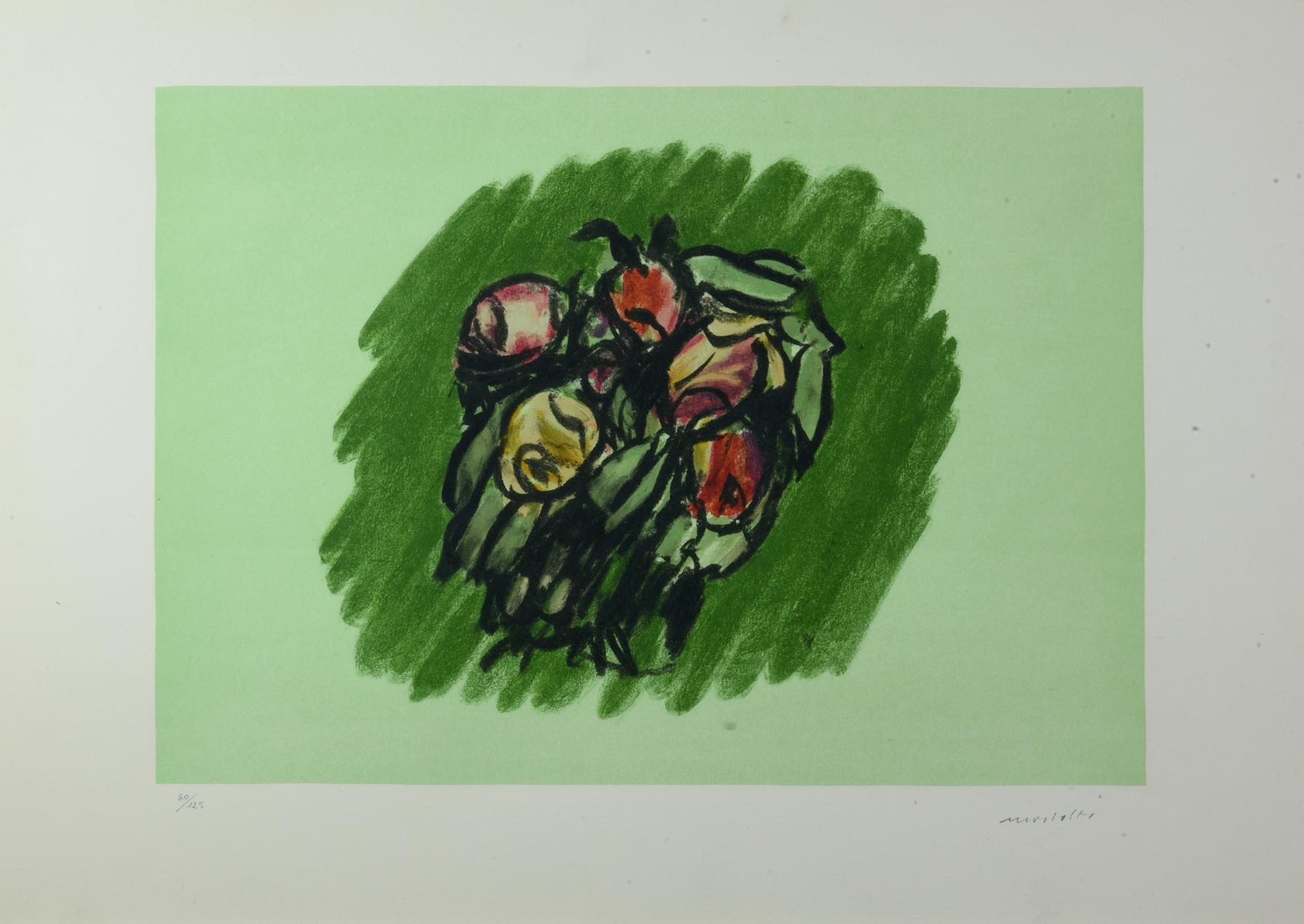 Ennio Morlotti (1910 - 1992) ROSE serigrafia, cm 50x70; es. 80/125 firma e...