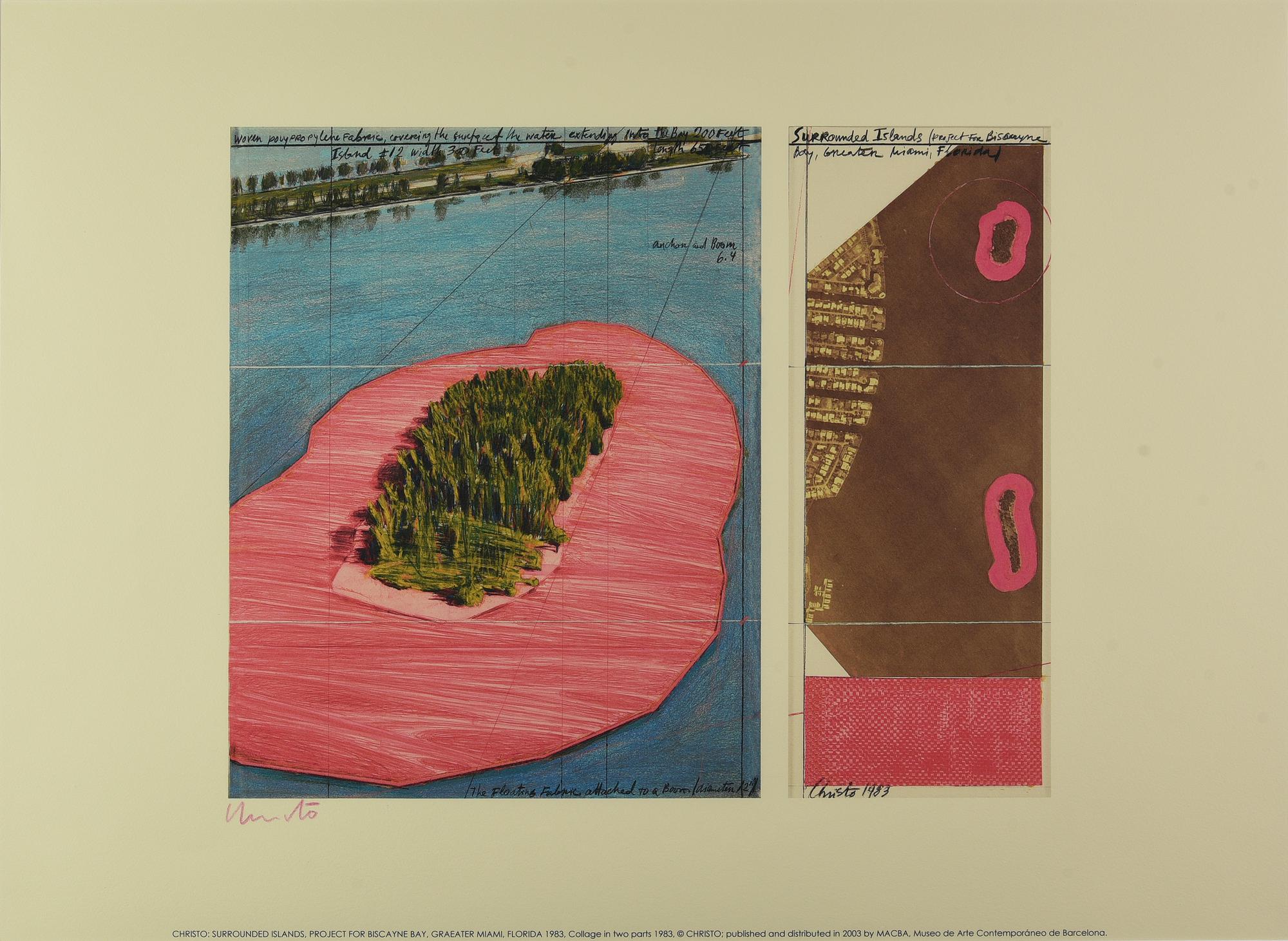Christo (1935 - 2020) SURROUNDED ISLANDS, 2003 cromolitografia su carta, cm...