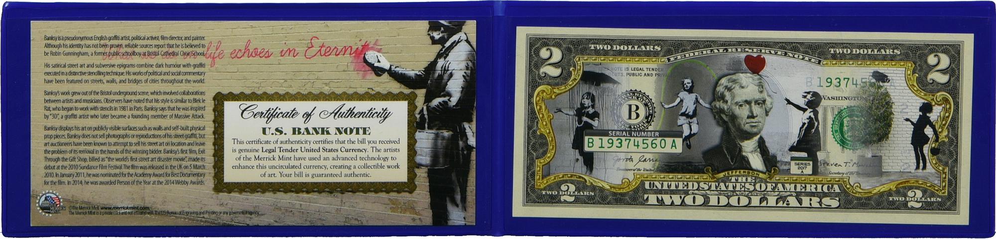 Merrick Mint BANKSY GIRLS stampa su banconota, cm 6,5x15,5 L'opera e'...