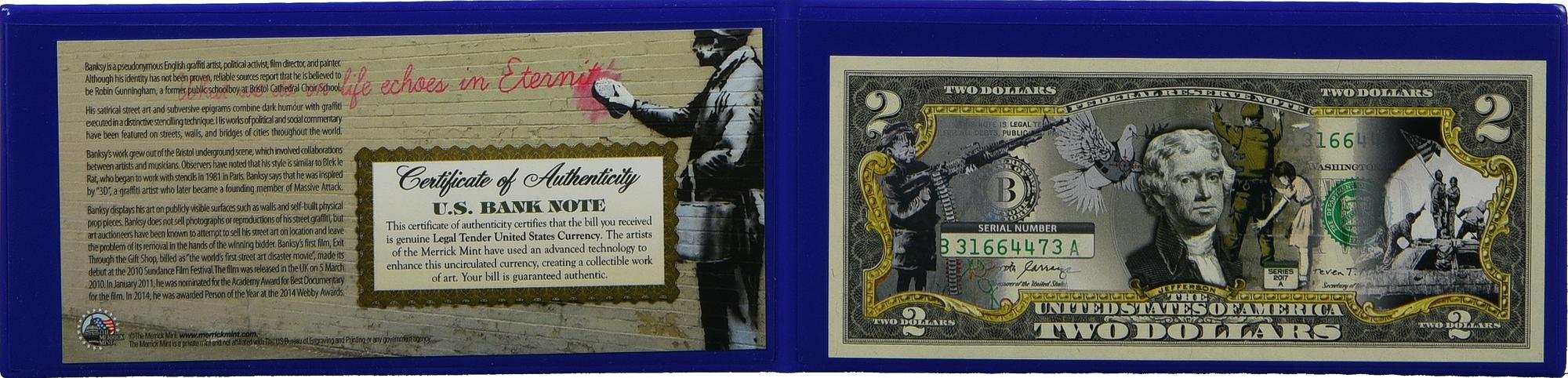 Merrick Mint BANKSY POSTING SIGNS stampa su banconota, cm 6,5x15,5 L'opera e'...