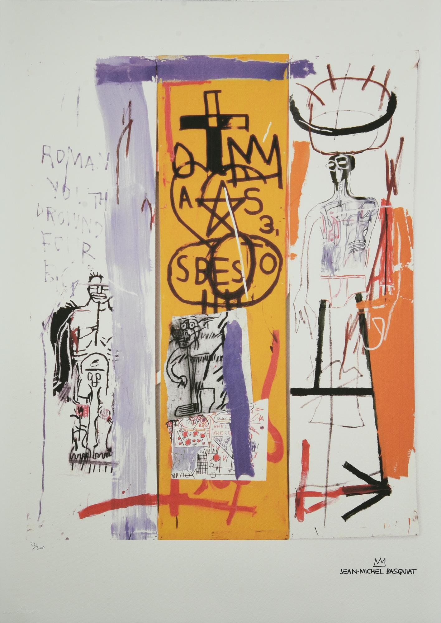 D'apres Jean Michel Basquiat SENZA TITOLO fotolitografia su carta cotone, cm...