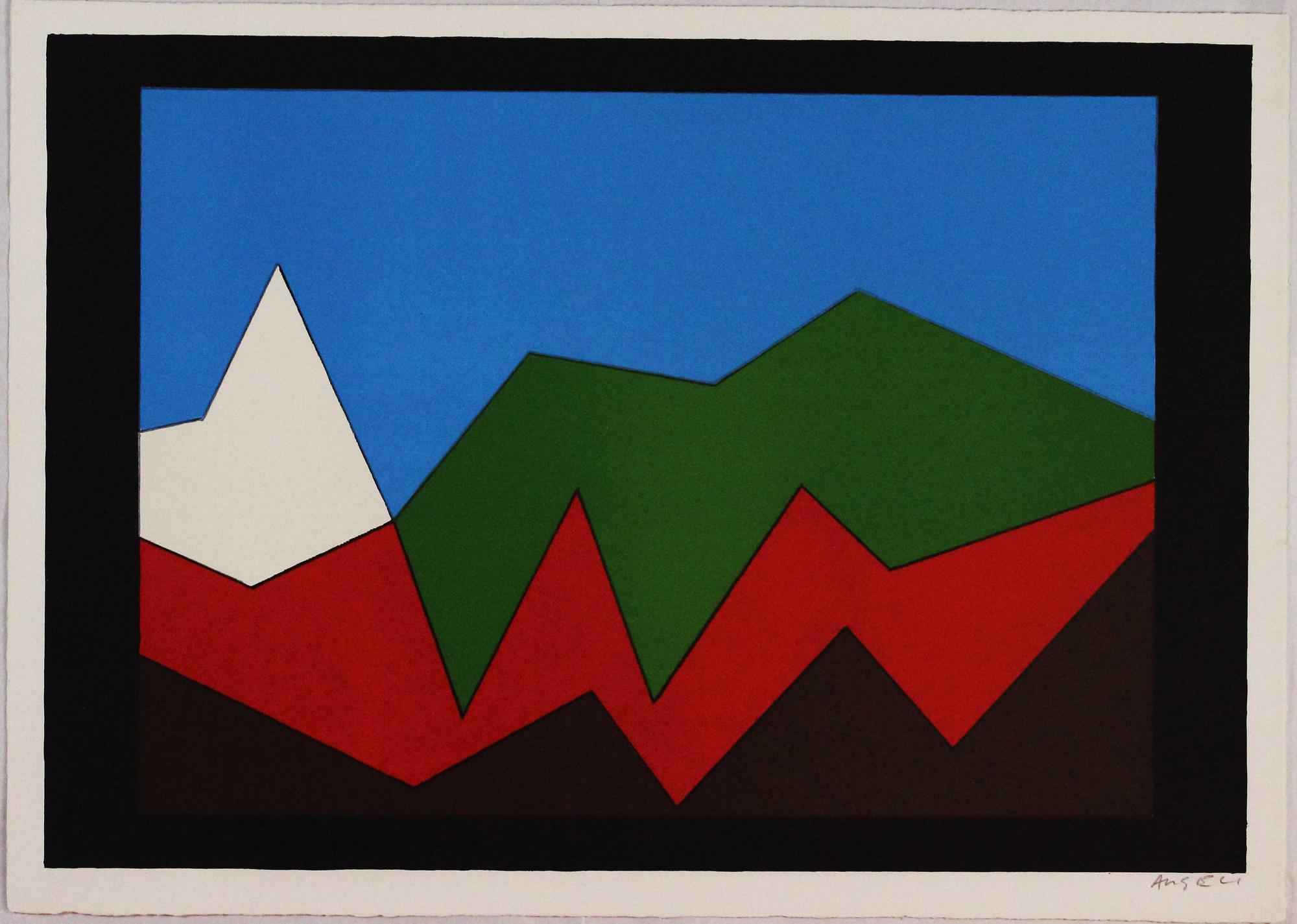 Franco Angeli (1935 - 1988) PAESAGGIO MONTUOSO ASTRATTO litografia, cm...