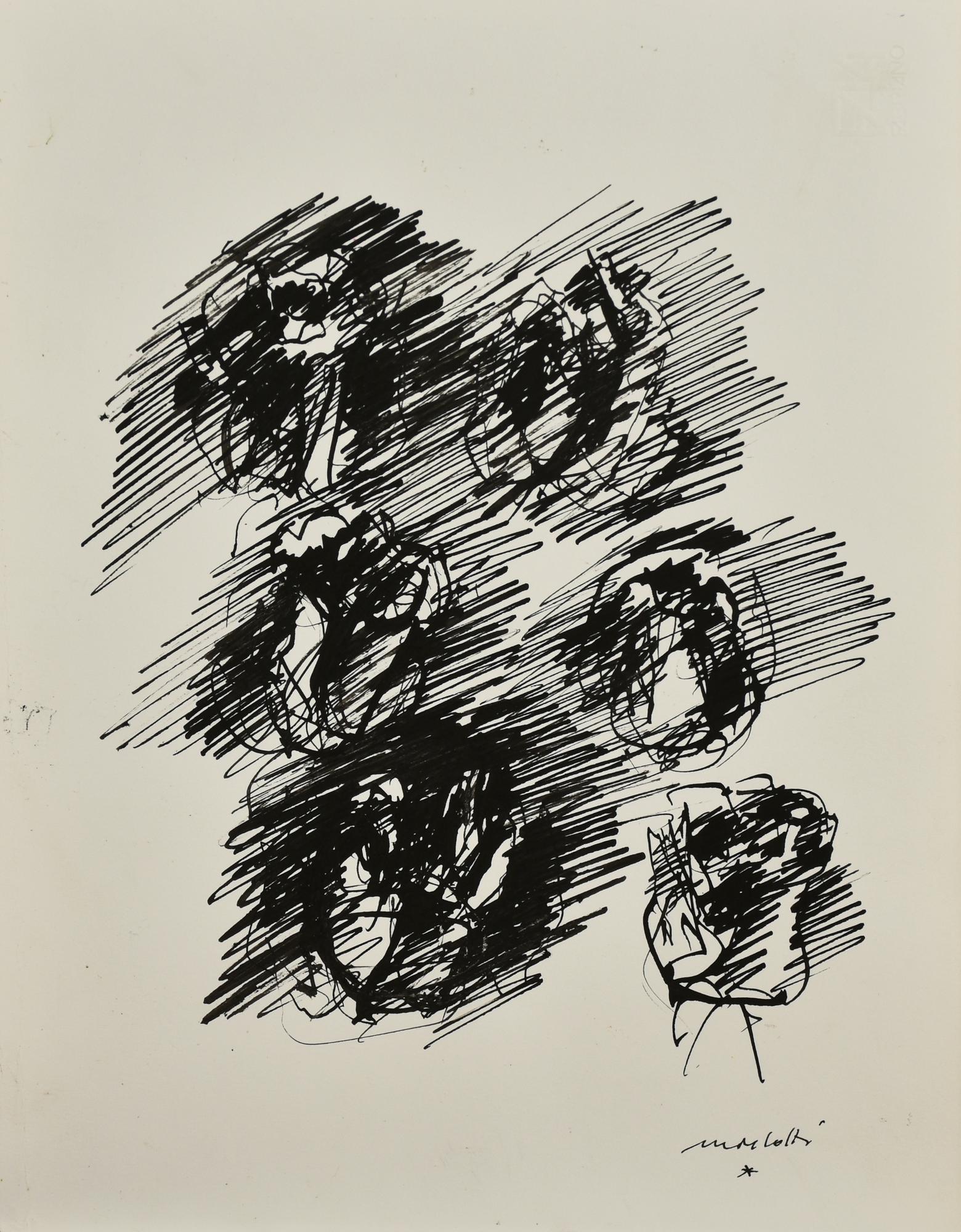 Ennio Morlotti (1910 - 1992) ROSE, 1984 disegno a china su cartoncino...