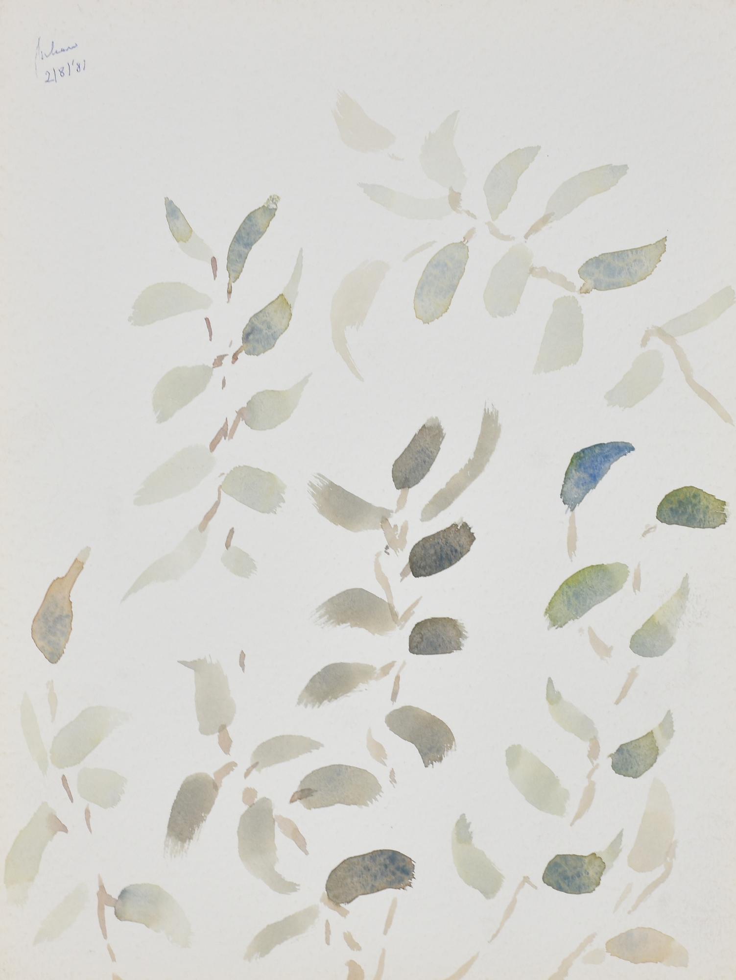 Albino Galvano (1907 - 1990) FOGLIE, 1981 acquarello su carta, cm 40x30 firma e data