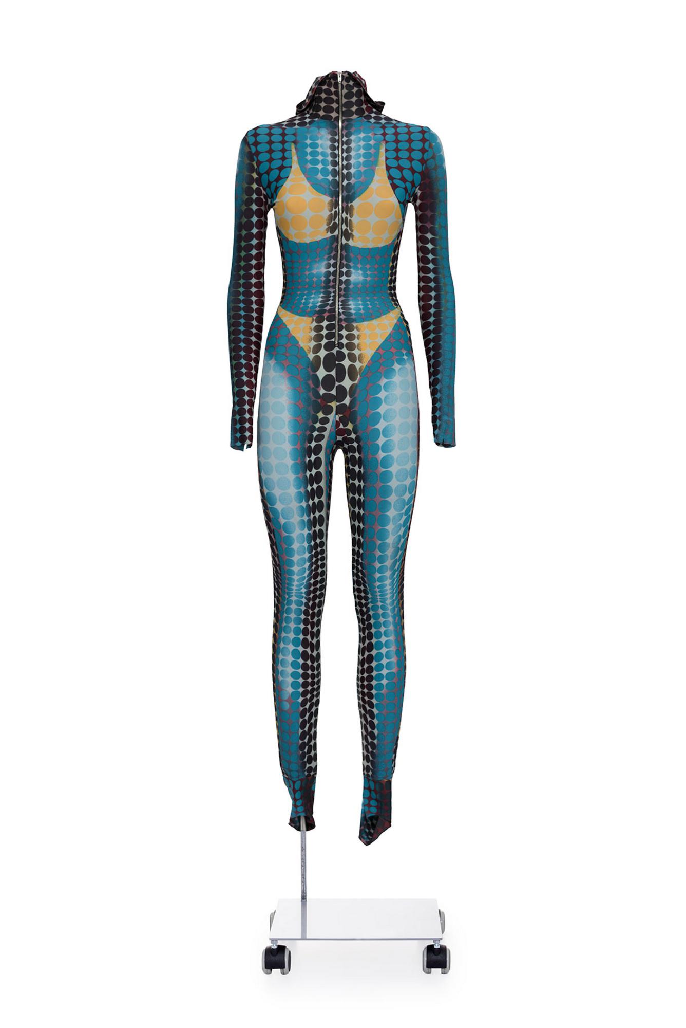 JEAN PAUL GAULTIER Rare and iconic cyberdot hooded cutsuit DESCRIPTION: Rare...