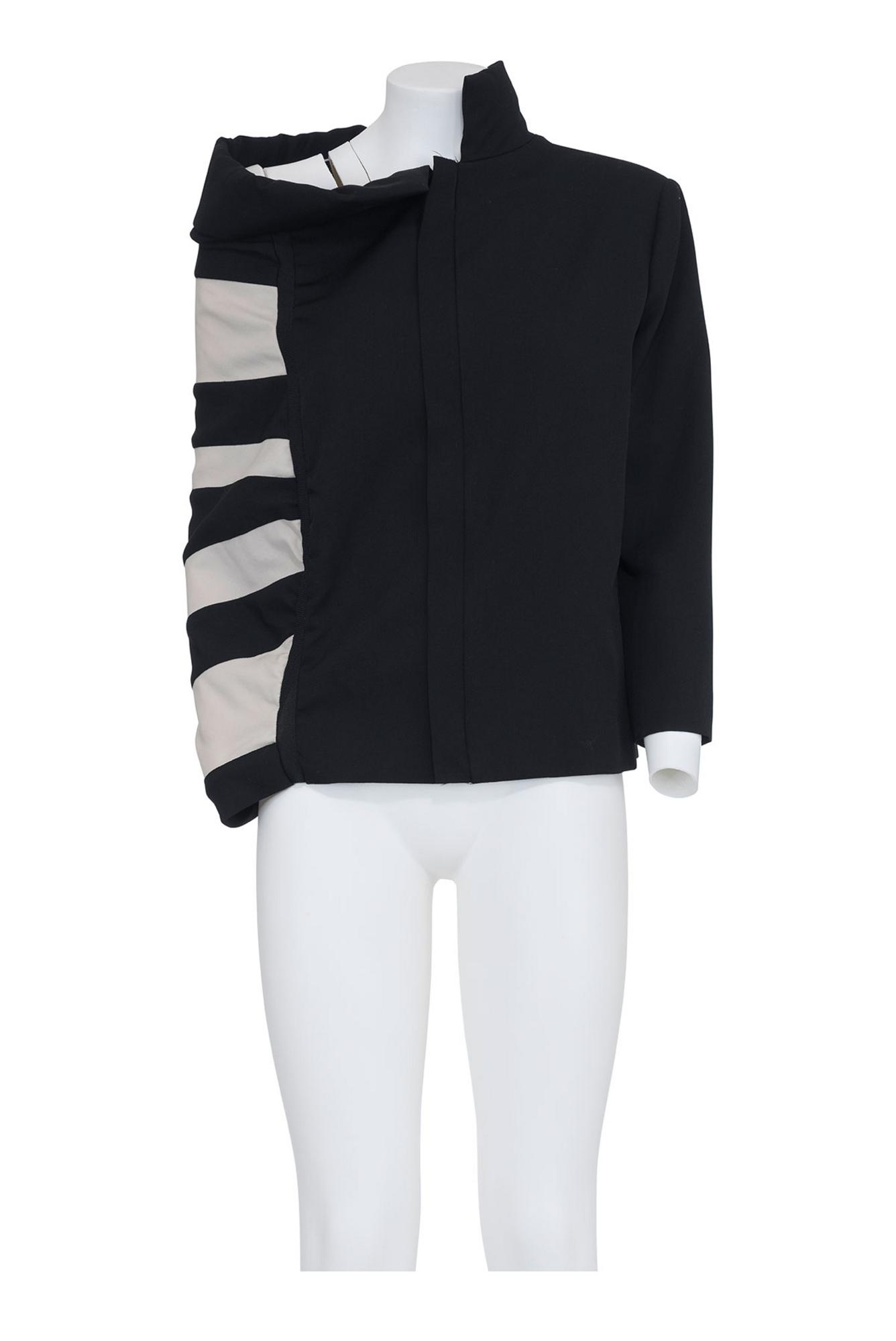 YOHJI YAMAMOTO Asymmetrical jacket with stripes at side DESCRIPTION:...