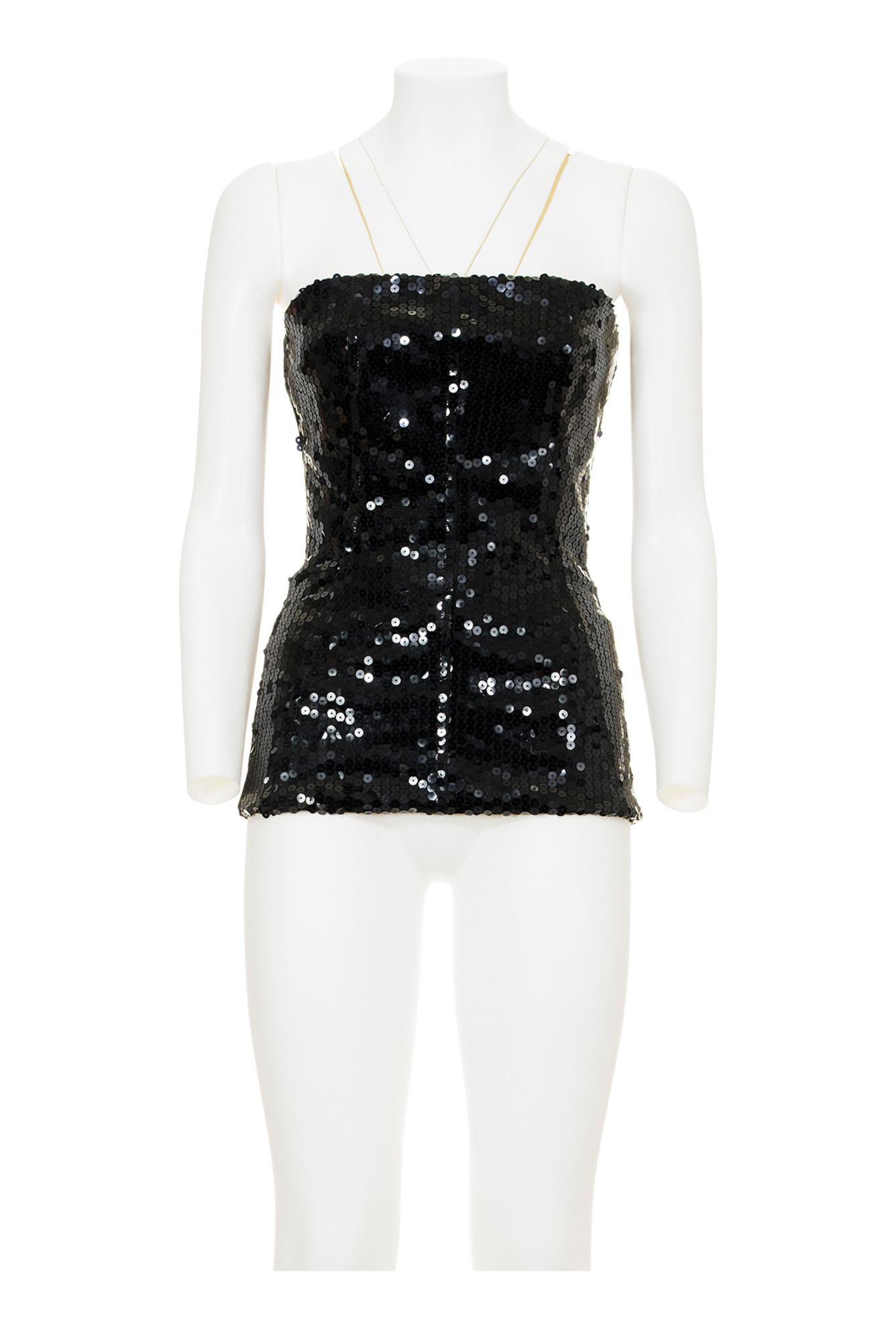 ALEXANDER McQUEEN Rare sequins bustier DESCRIPTION: Rare black sequins...