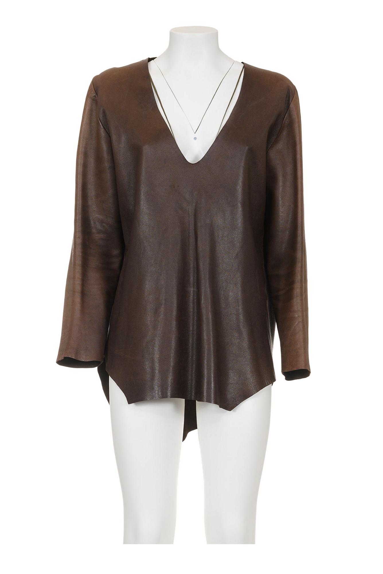 MAISON MARTIN MARGIELA Rare V neck leather tunic DESCRIPTION: Rare V neck...