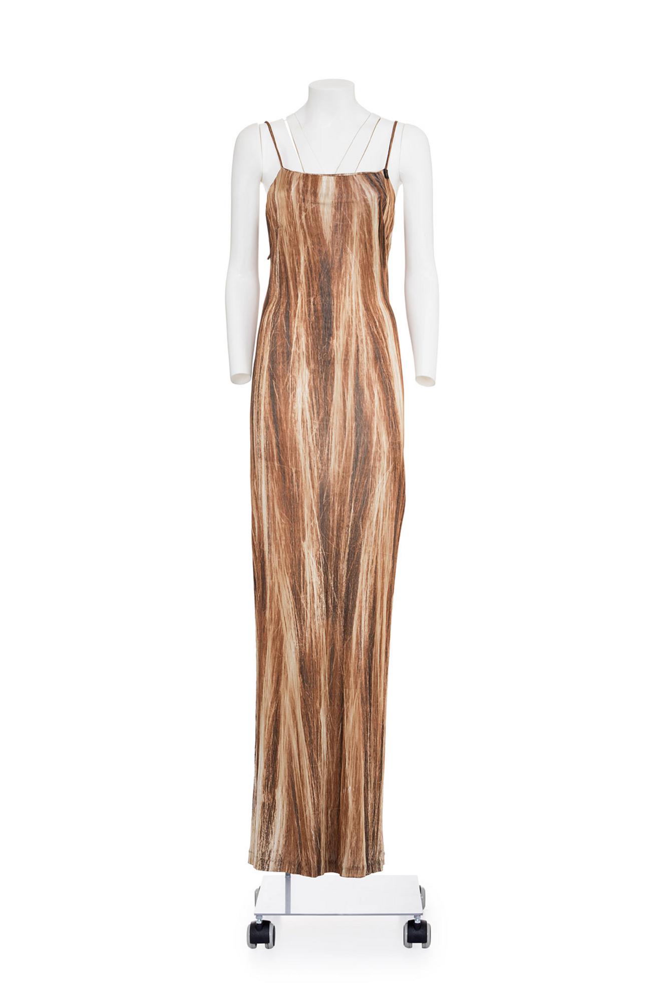 MAISON MARTIN MARGIELA Rare trompe l'oeil hair print long slip dress...