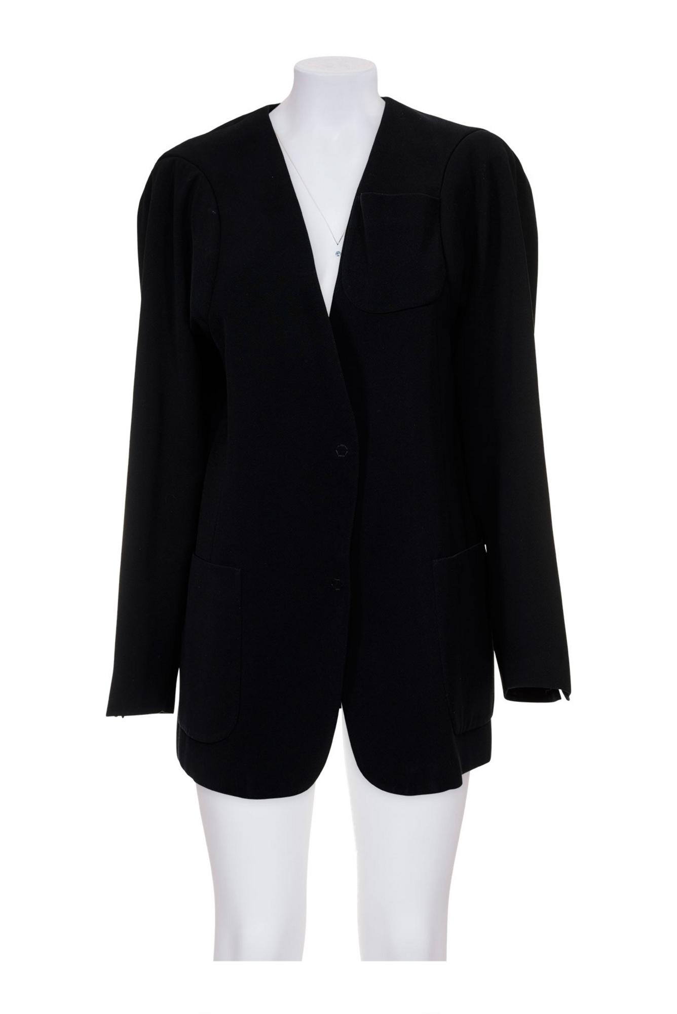 MAISON MARTIN MARGIELA Collarless long blazer DESCRIPTION: Collarless black...