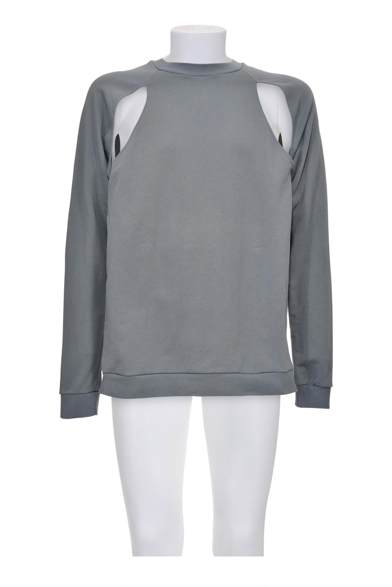 RAF SIMONS Sweatshirt with cut-out details DESCRIPTION: Pale blue grey...