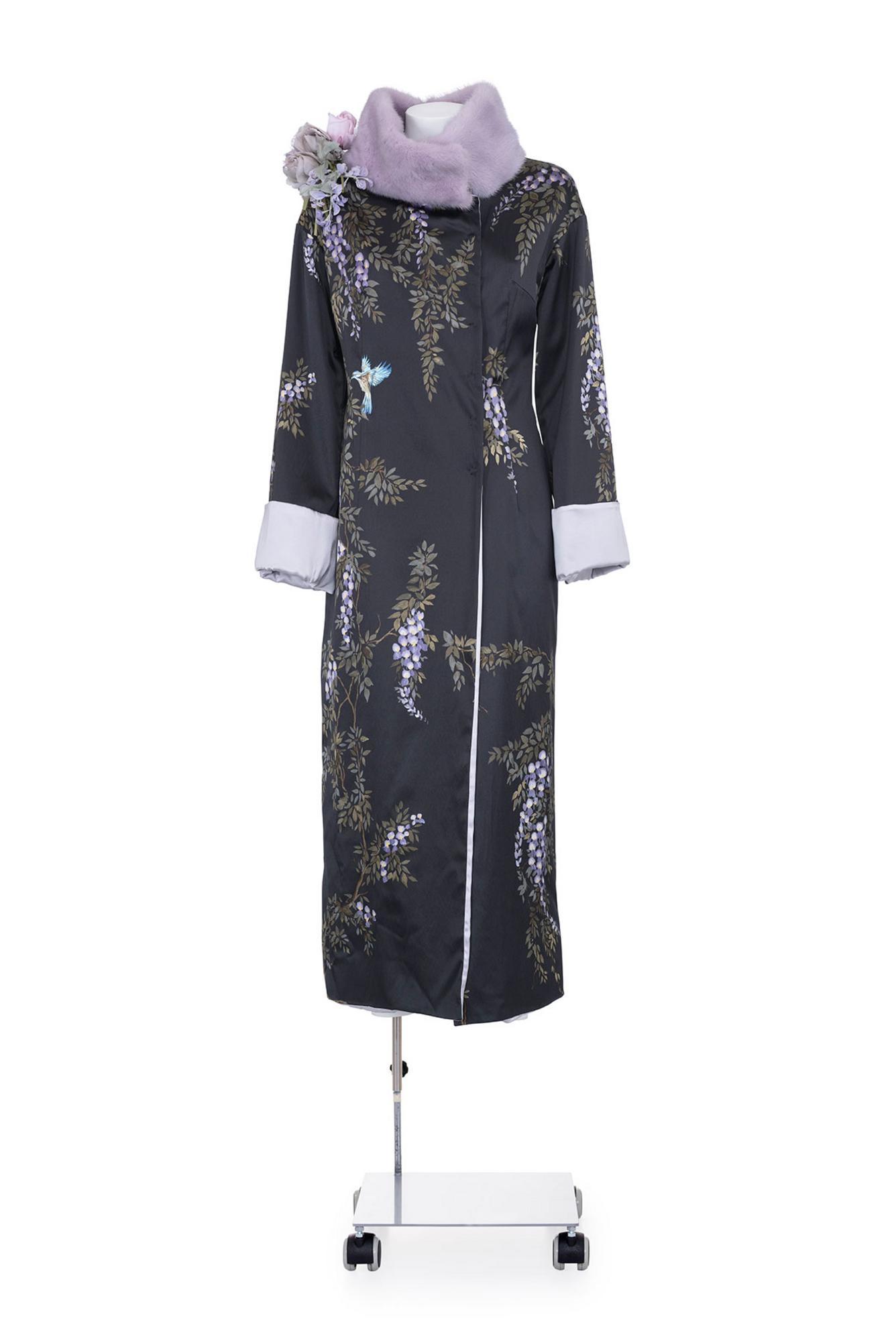 DOLCE & GABBANA Rare and iconic silk satin hand painted coat DESCRIPTION:...