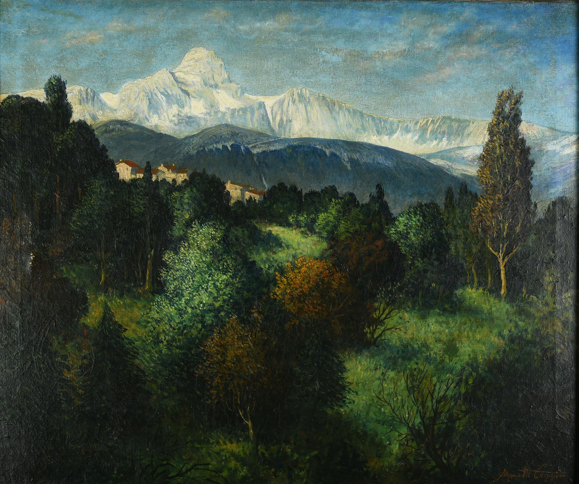 Mario Moretti Foggia (1882 - 1954) PAESAGGIO olio su tela, cm 55x65 firma