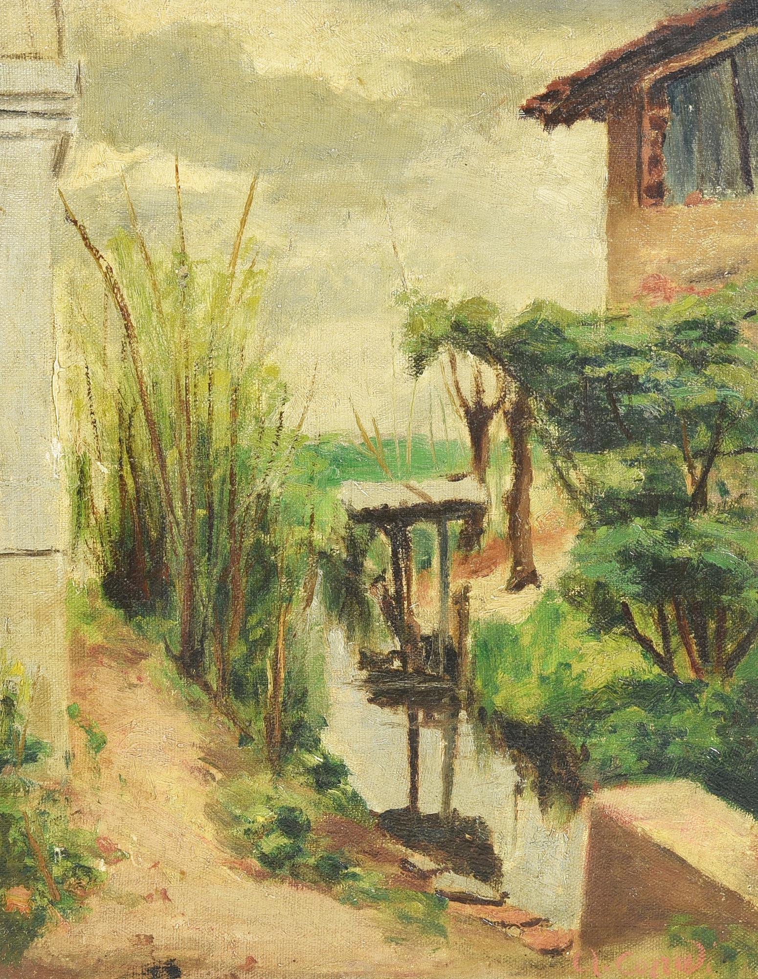 Alfonso Corradi (1889 - 1972) VEDUTA DI UN FIUME olio su tela, cm 37,5x28,5...