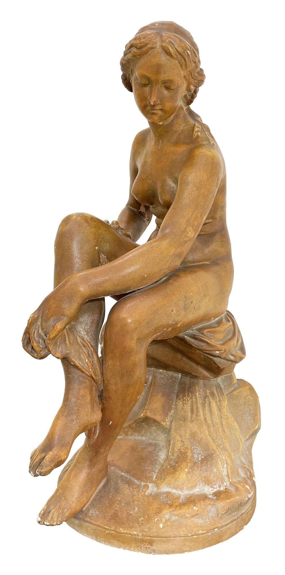 D'apres Etienne-Maurice Falconet LA BAIGNEUSE terracotta dipinta, h cm 51...