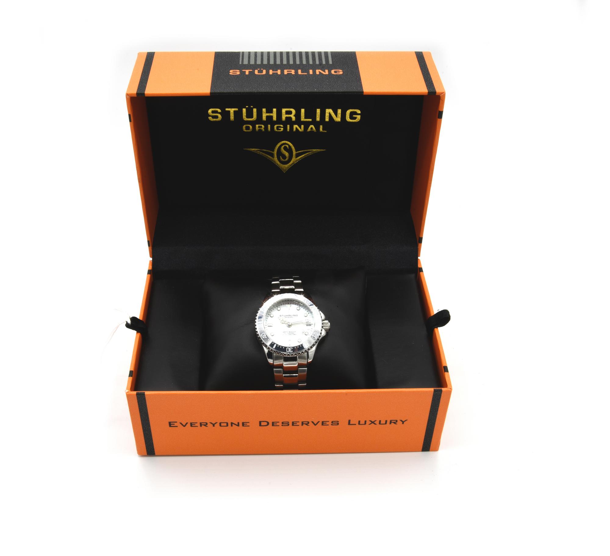 STUHRLING DEPTHMASTER TRADITIONAL CASSA: in acciaio QUADRANTE: bianco con...