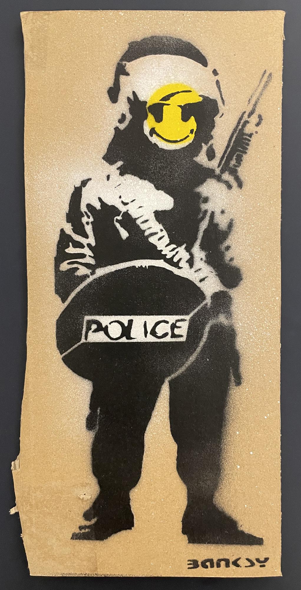 Banksy COPPER, 2015 spray stencil graffiti su cartone, cm 30x14; es. 6/50...