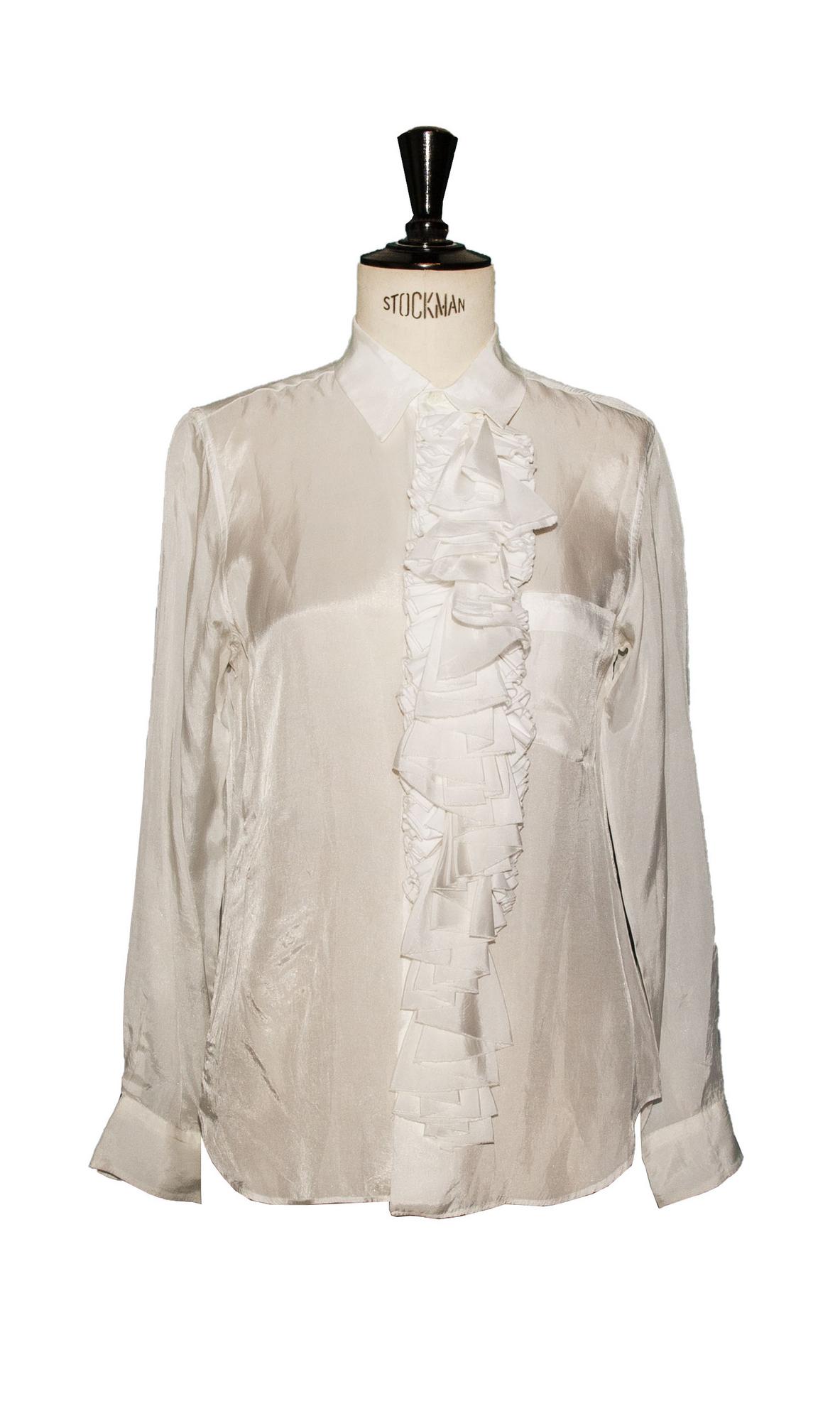 Comme des Garcons JABOT SHIRT Description Shirt in White Viscose fabric with...
