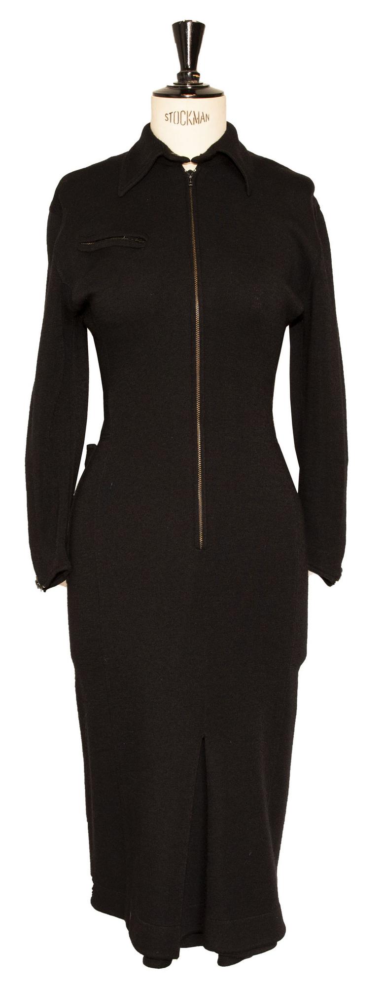 Claude Montana MERMAID DRESS Description: Dress in black wool cloth, zip al...