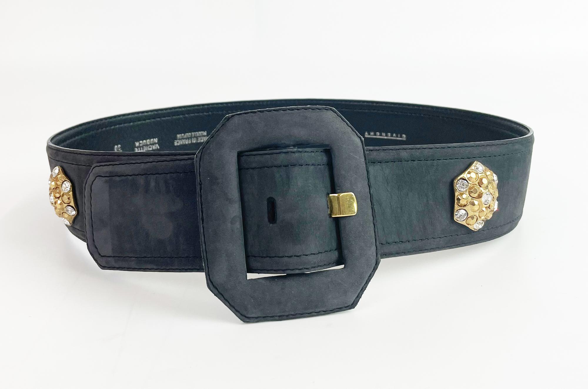 Givenchy BELT Description: Black cowhide belt with gold metal decorations....