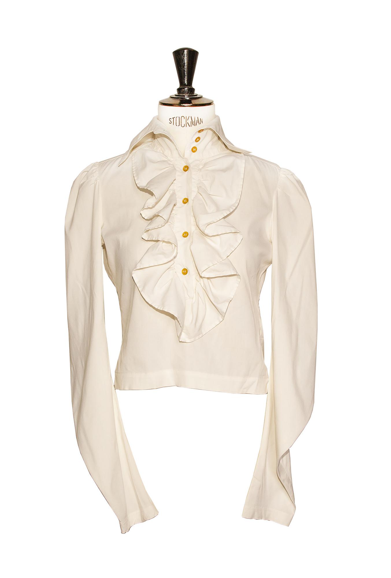 Vivienne Westwood FRILLY STRETCH SHIRT Description: White stretch cotton...