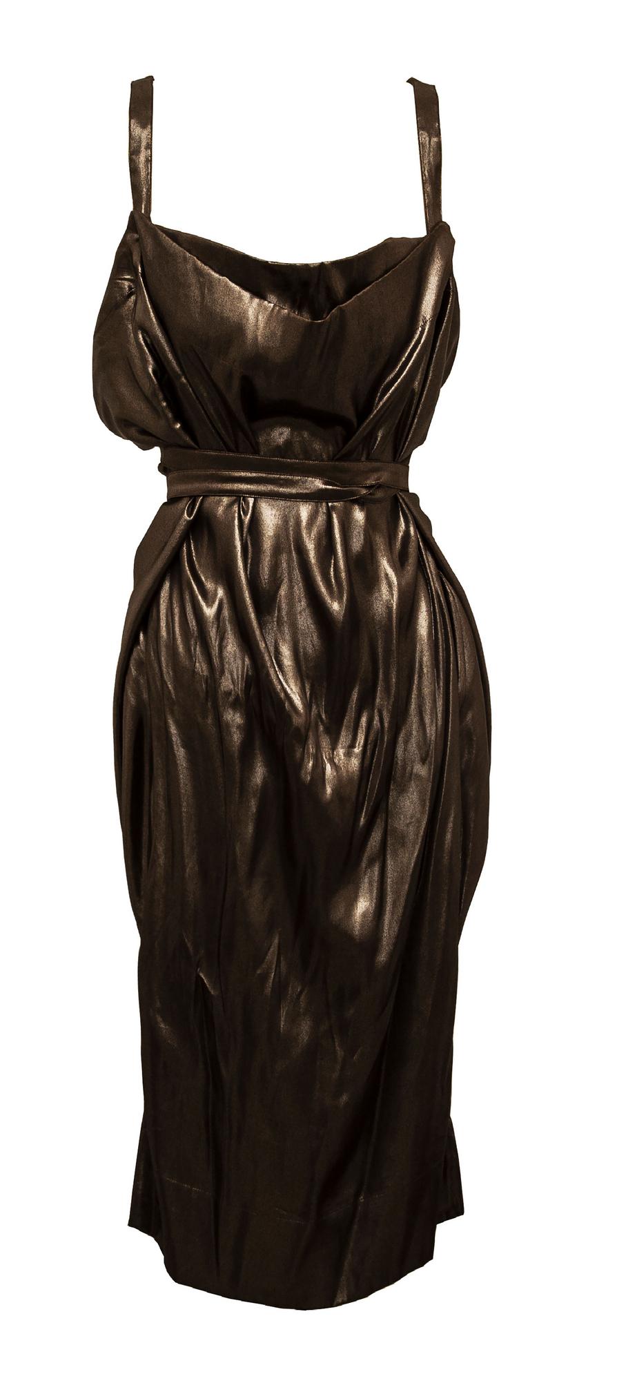 Vivienne Westwood AMPHORE DRESS Description: Low-cut dress in shiny bronze...