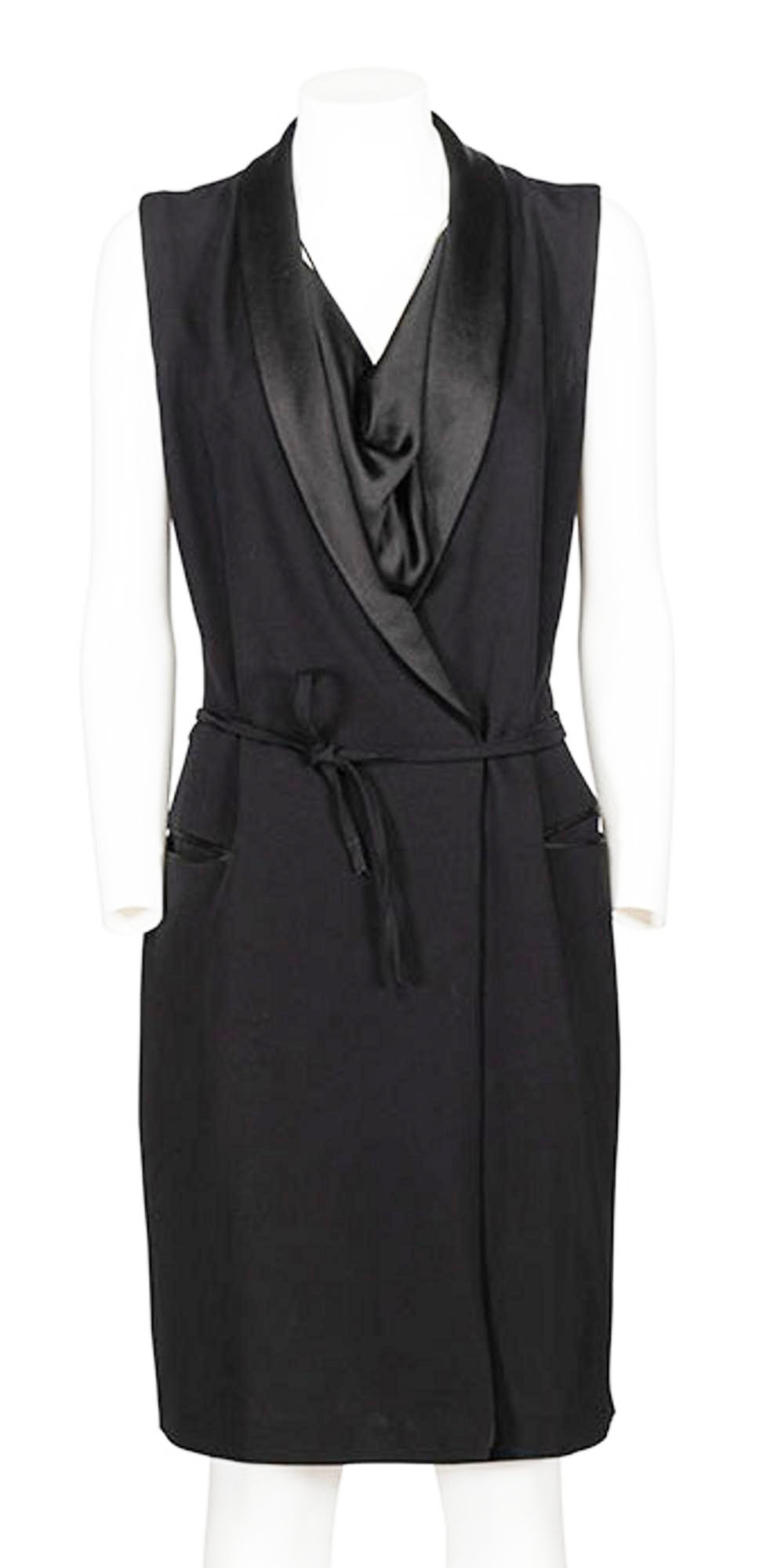 Jean Paul Gaultier SLEEVELESS WRAP SMOKING DRESS Description: Black...