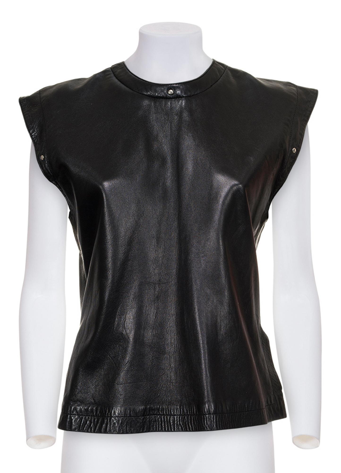 Claude Montana SLEEVELESS LEATHER TOP WITH STUDS Description: Sleeveless...