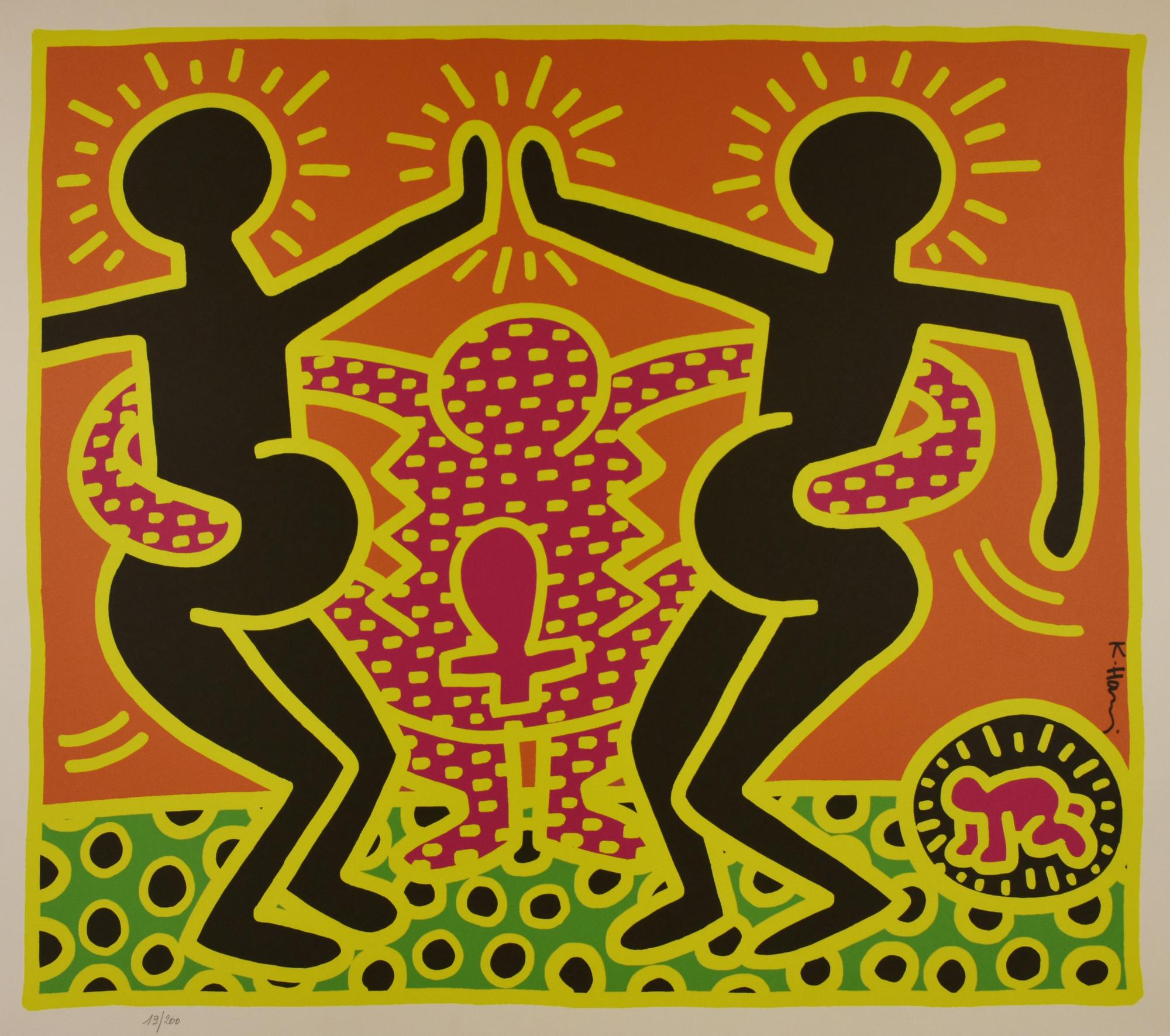 D'apres Keith Haring FERTILITY #4 serigrafia, cm 88x101; es. 19/200 firma in...