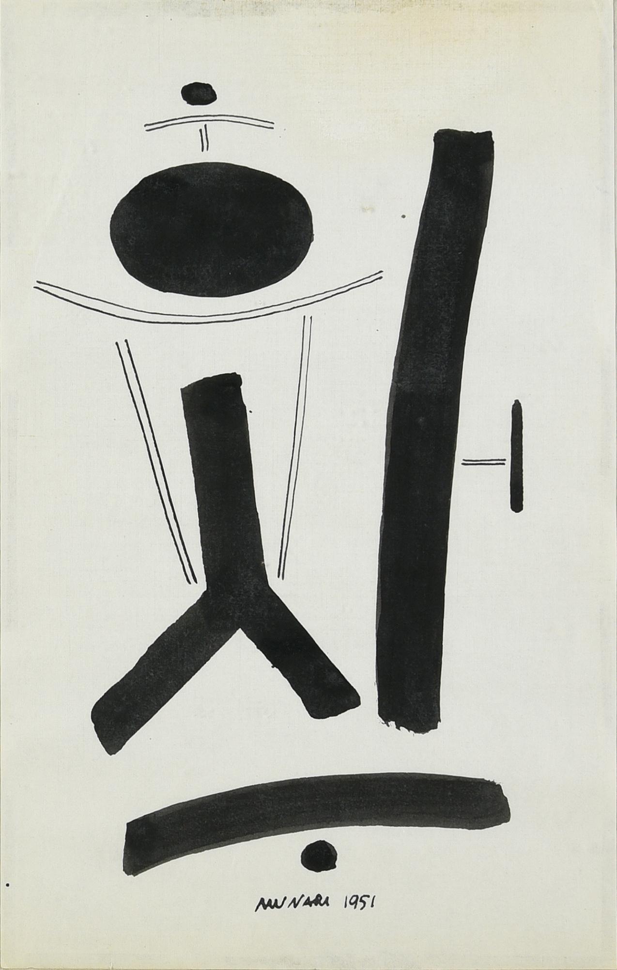 Bruno Munari (1907 - 1998) MOVIMENTO DI LUCE, 1951 china su carta, cm 27,5x17...