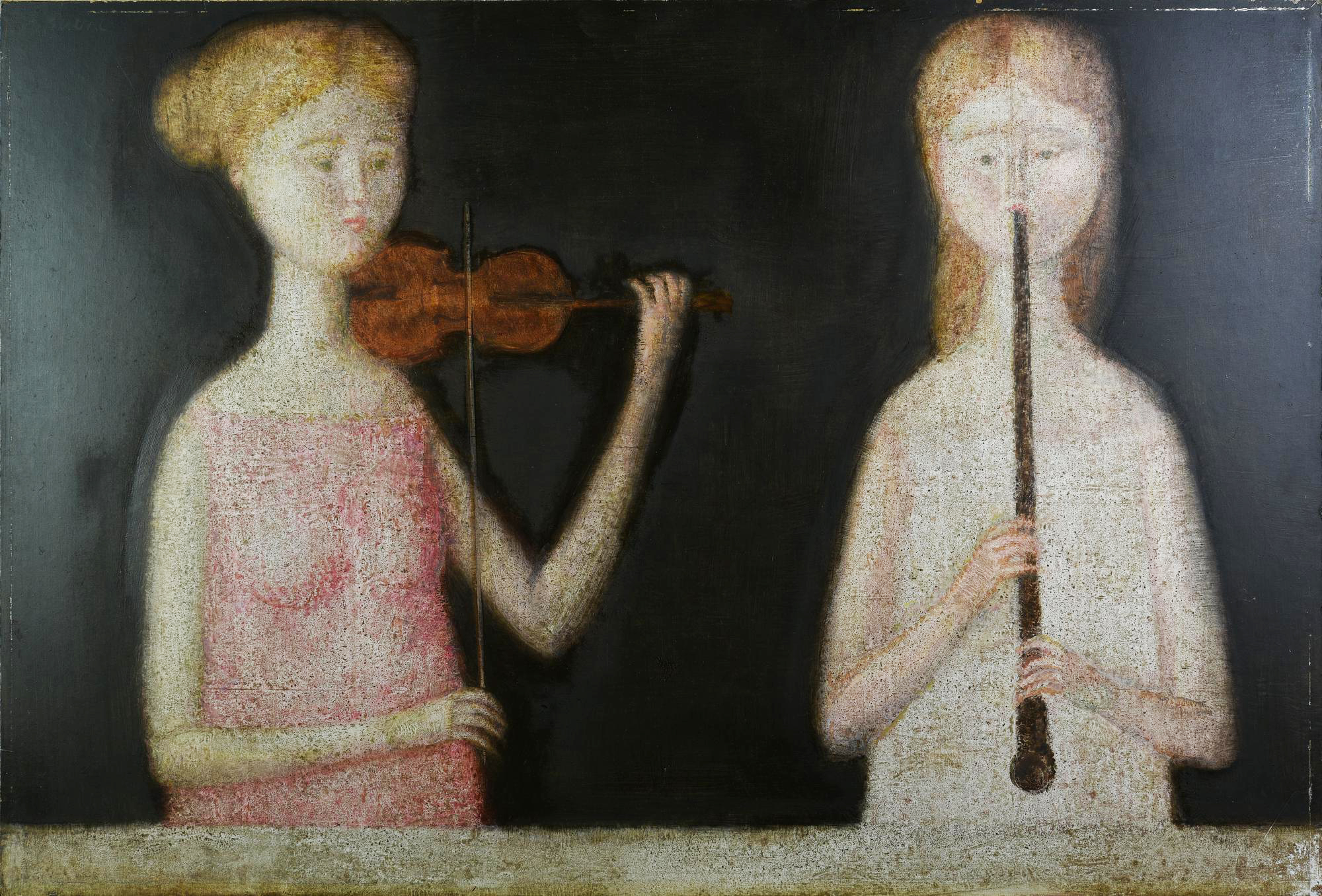 Antonio Bueno (1918 - 1984) LE MUSICISTE, (1968 circa) olio su faesite, cm...