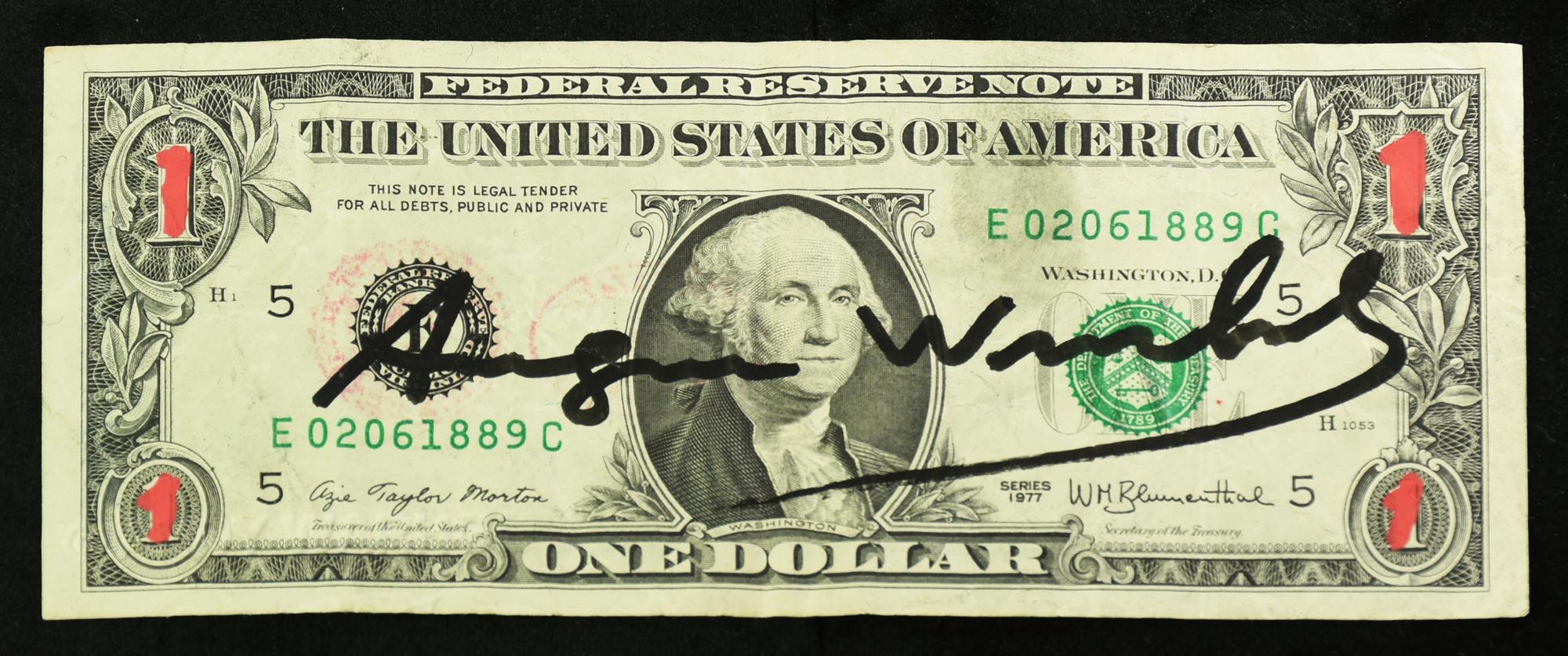 Andy Warhol (1928 - 1987) ONE DOLLAR (George Washington) pennafeltro su...