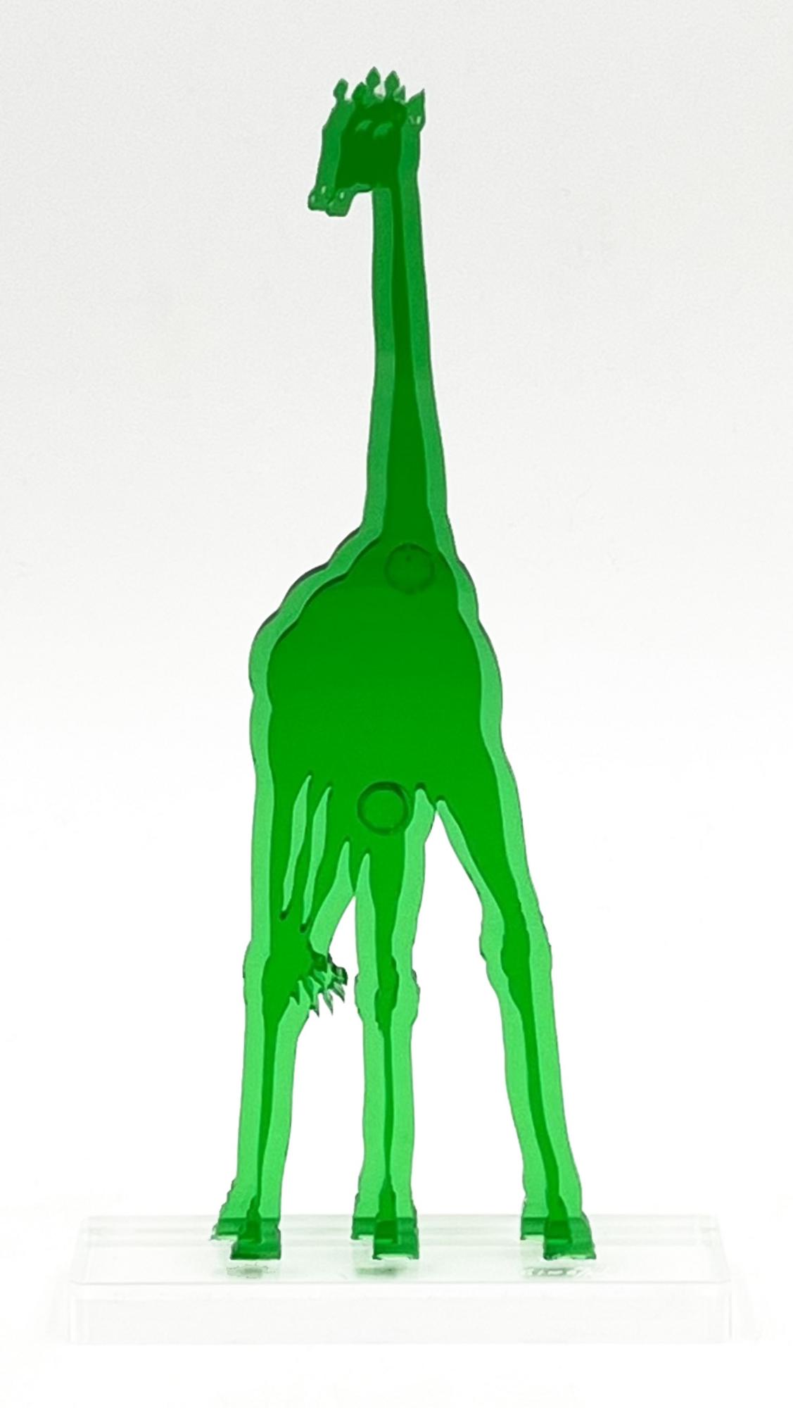 Gino Marotta (1935 - 2012) GIRAFFA multiplo in metacrilato verde, cm 19x10x3...