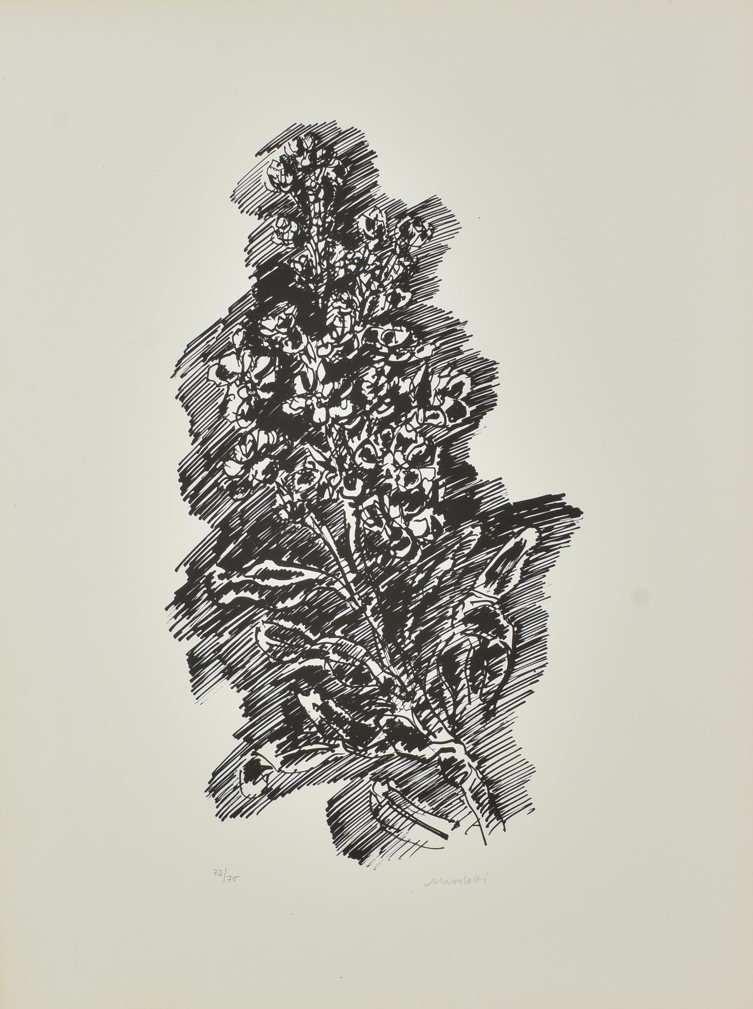 Ennio Morlotti (1910 - 1992) VIOLACIOCCHE, 1968 litografia, cm 54,5x40; es....