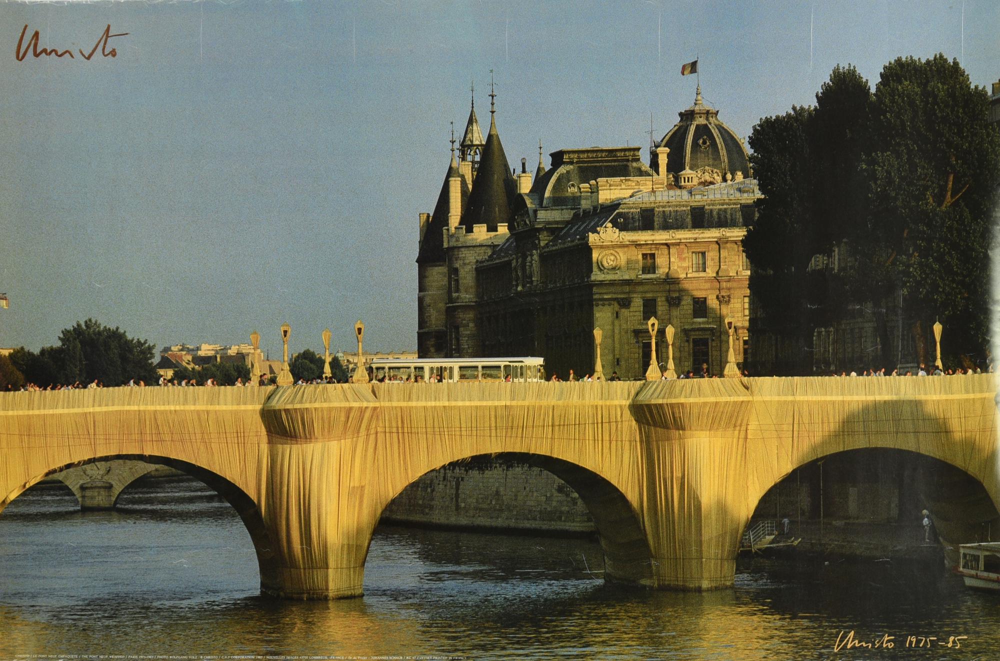 Christo & Jeanne Claude PONT NEUF, WRAPPED stampa tipografica, cm 62x95 firma