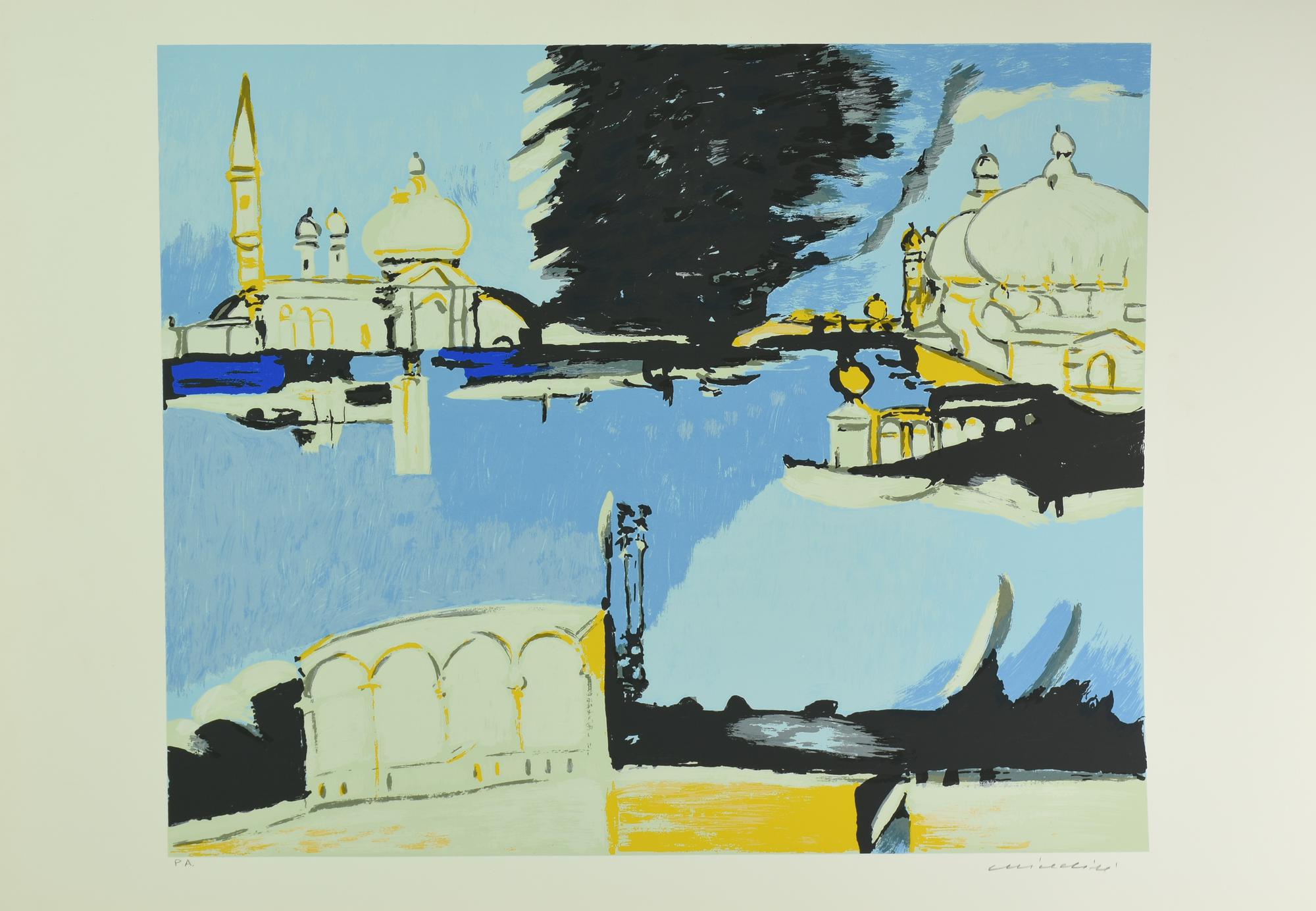 Remo Brindisi (1918 - 1996) VENEZIA, BACINO DI SAN MARCO serigrafia, cm...