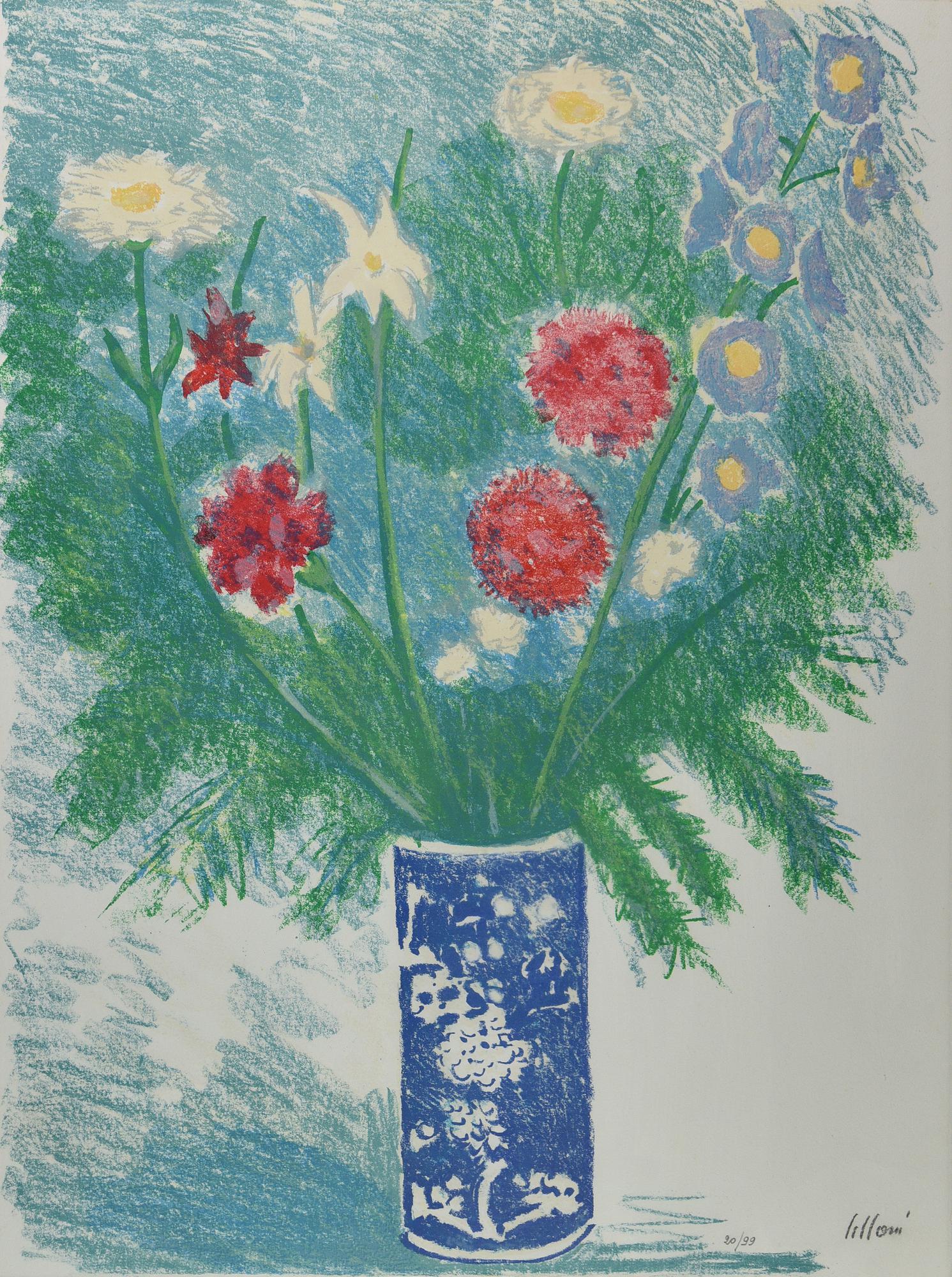 Umberto Lilloni (1898 - 1980) VASO DI FIORI litografia, cm 63x47,5; es. 20/99...