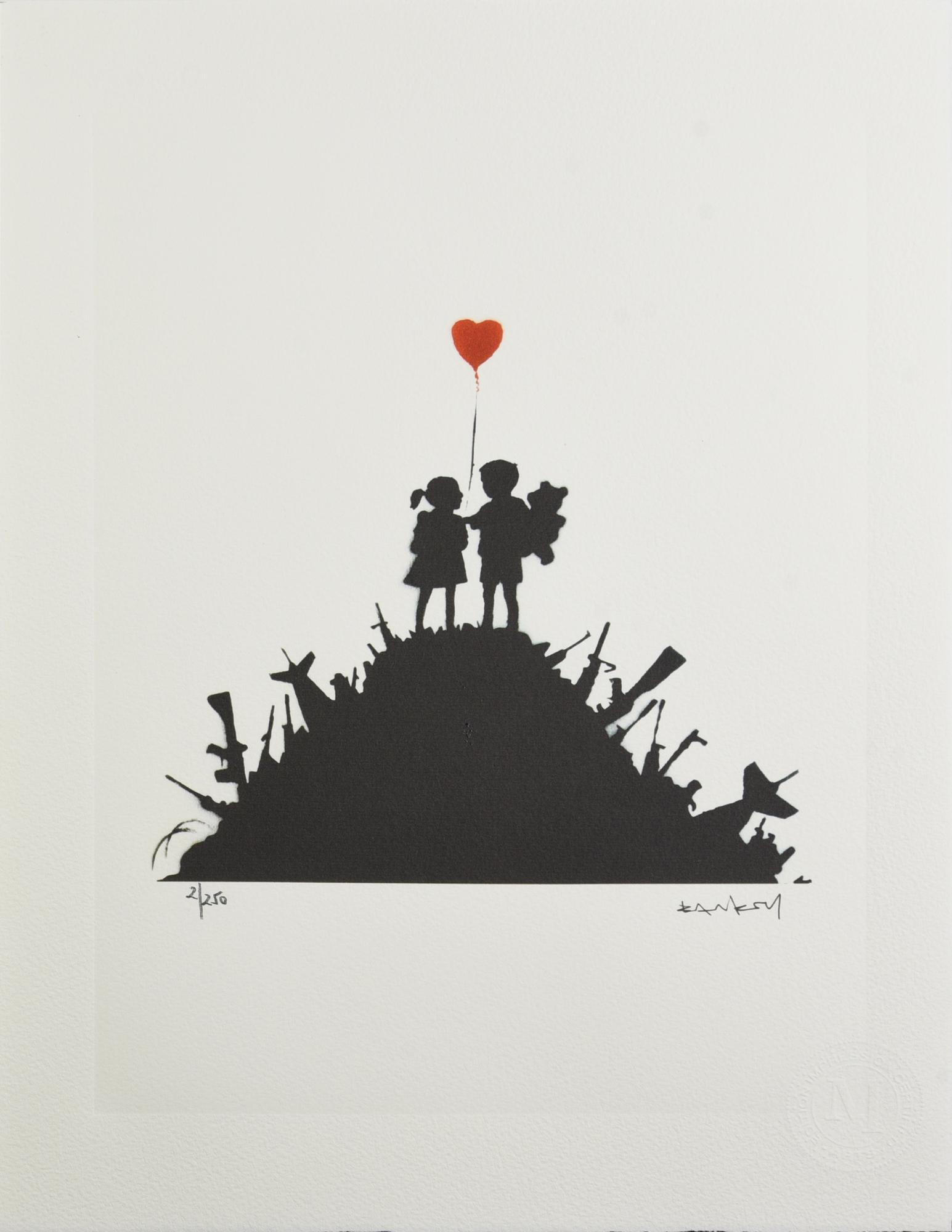 Da Banksy KIDS ON GUNS (2003) eliografia su carta, cm 38,5x28,5; es. 2/250...