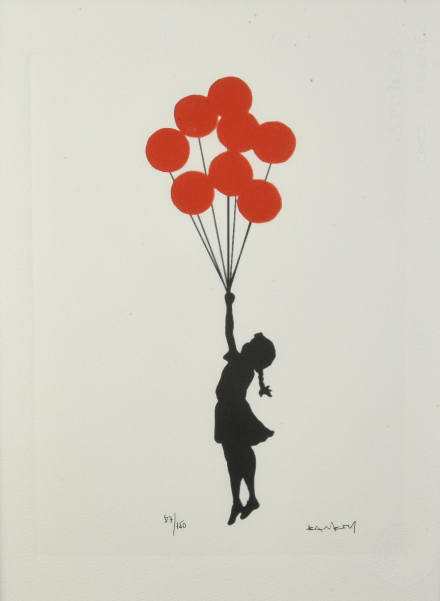 Da Banksy GIRL WITH BALLOONS PALESTINE eliografia su carta Arches, cm 38x28;...