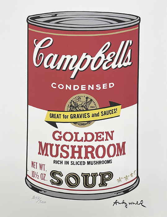 D'apres Andy Warhol CAMPBELL GOLDEN MUSHROOM SOUP stampa tipografica su...