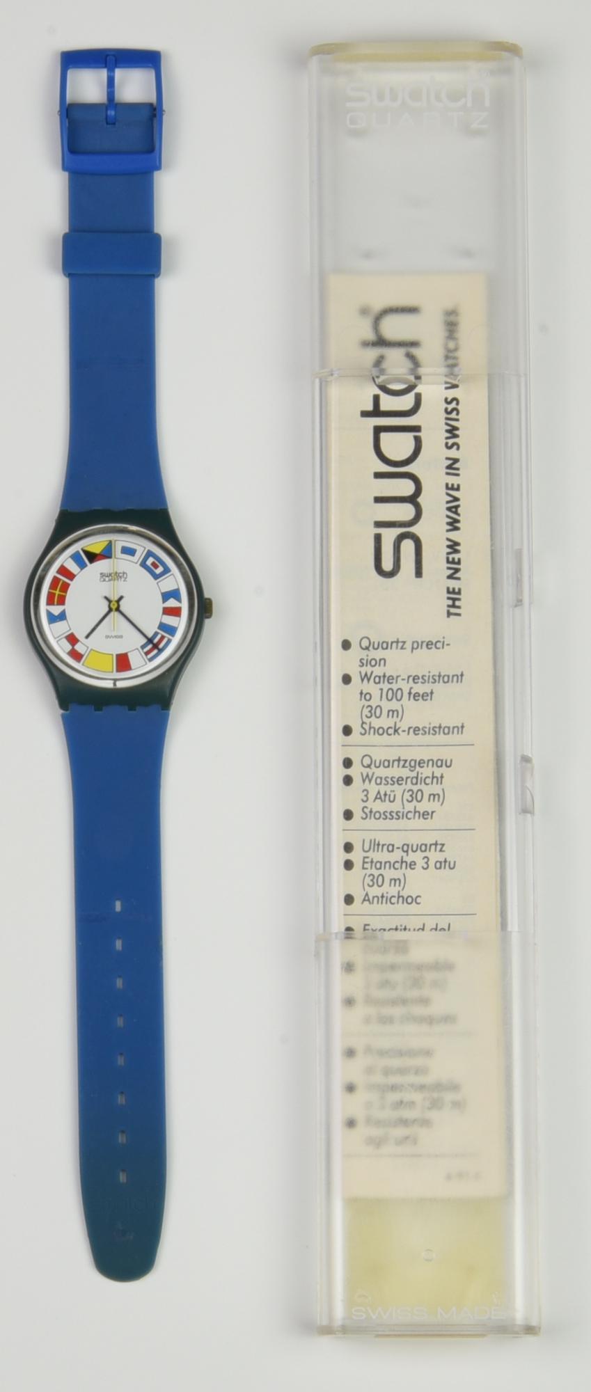 SWATCH SKIPPER, 1984 mod. 12 FLAGS, cod. GS101 Completo di scatola originale,...