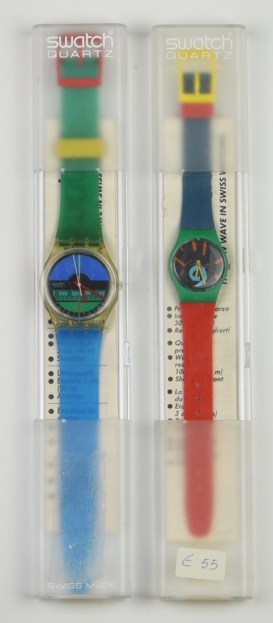 LOTTO DI DUE SWATCH, 1986 composto da: -SWATCH AQUA LOVE, mod. NAUTILUS, cod....