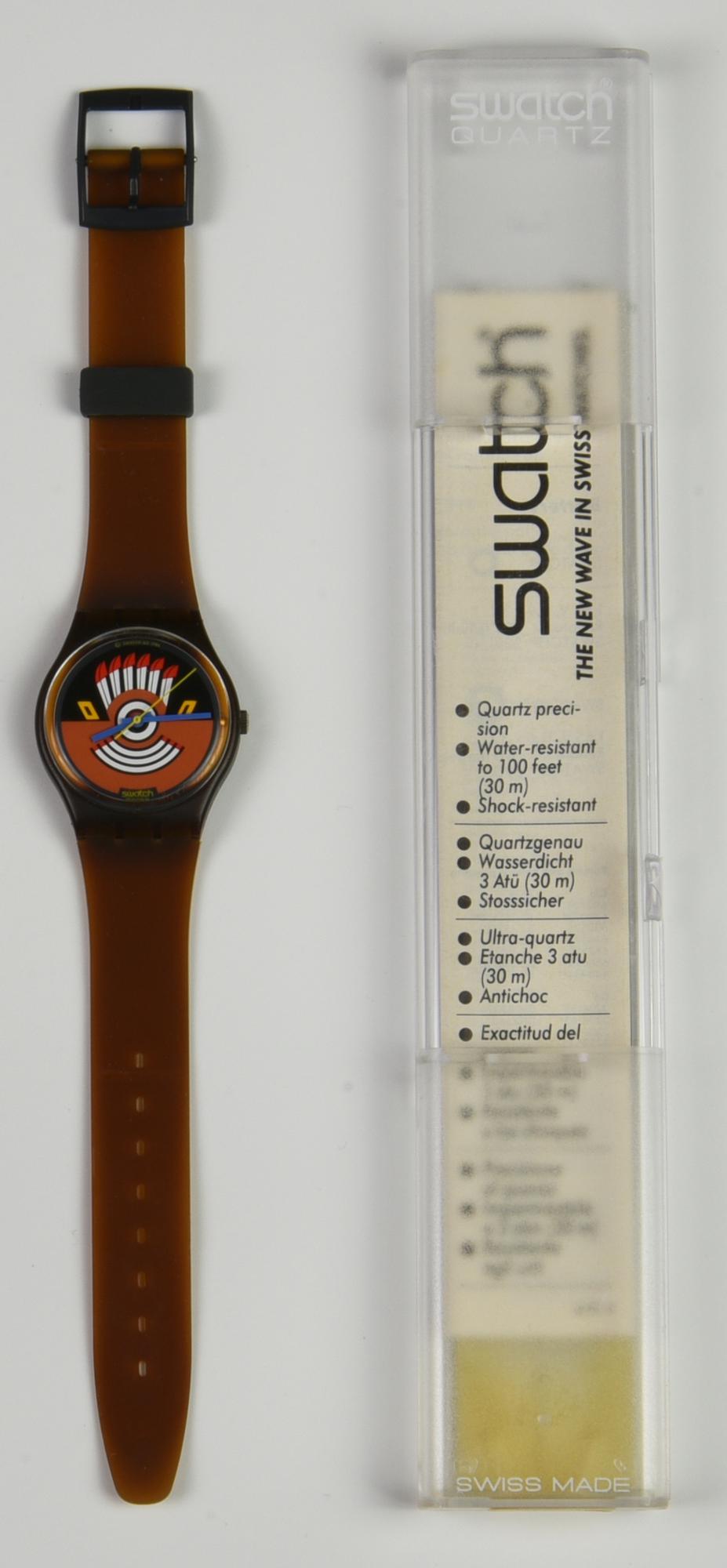 SWATCH KIVA, 1986 mod. RUFFLED FEATHERS, cod. GF100 Completo di scatola...