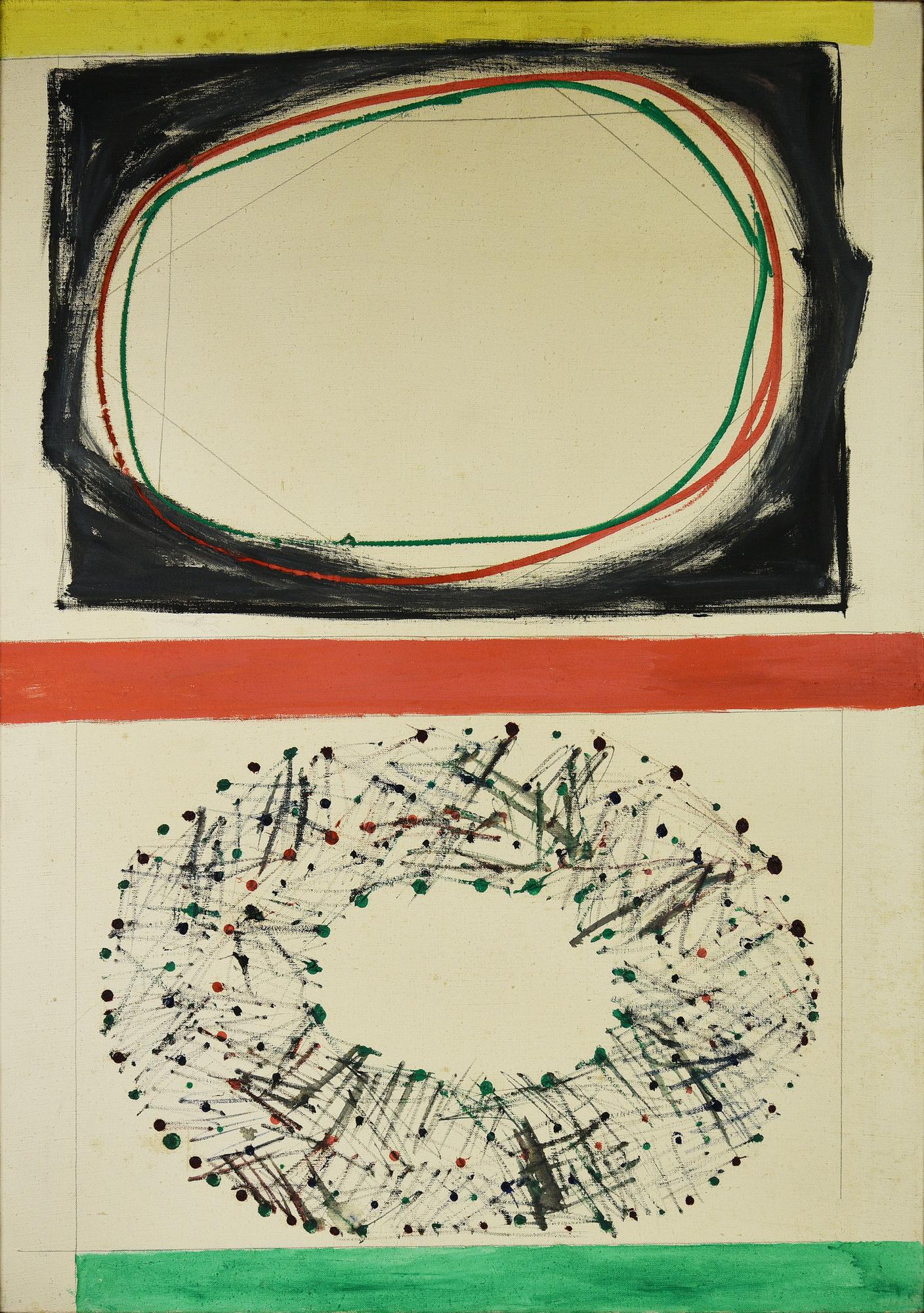 Paolo Masi (1933) RELAZIONE COL TEMPO, 1962 olio su tela, cm 100x70 sul...