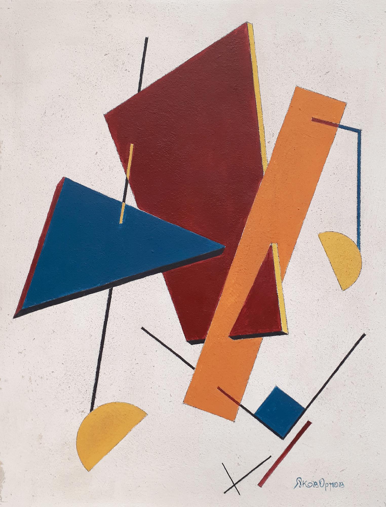 Yakov Orlov COMPOSIZIONE SUPREMATISTA tempera su cartoncino, cm 30x24 firma