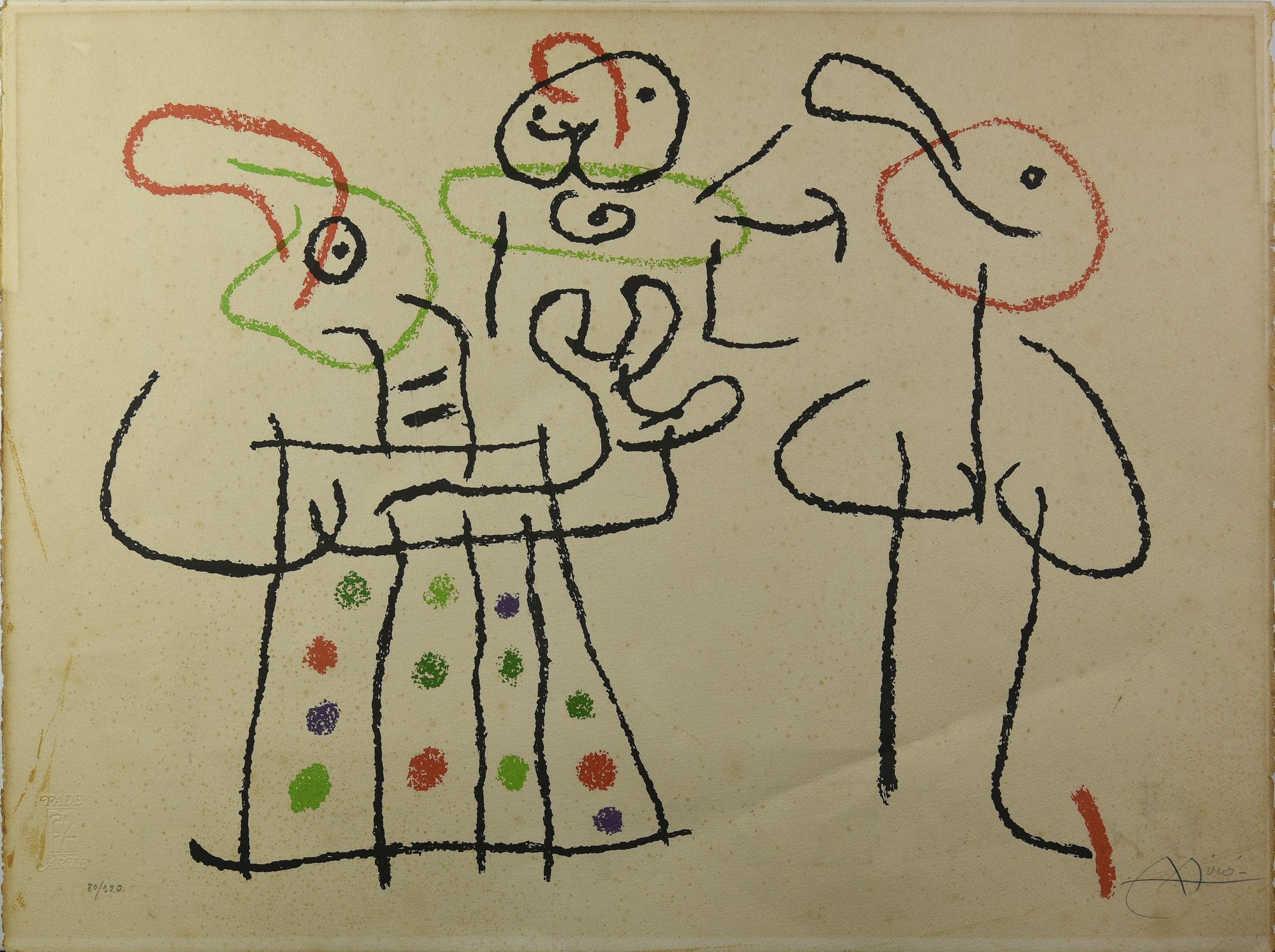 Joan Miro' UBU AUX BALEARES, 1971 litografia su carta Arches, cm 50x65,8; es....